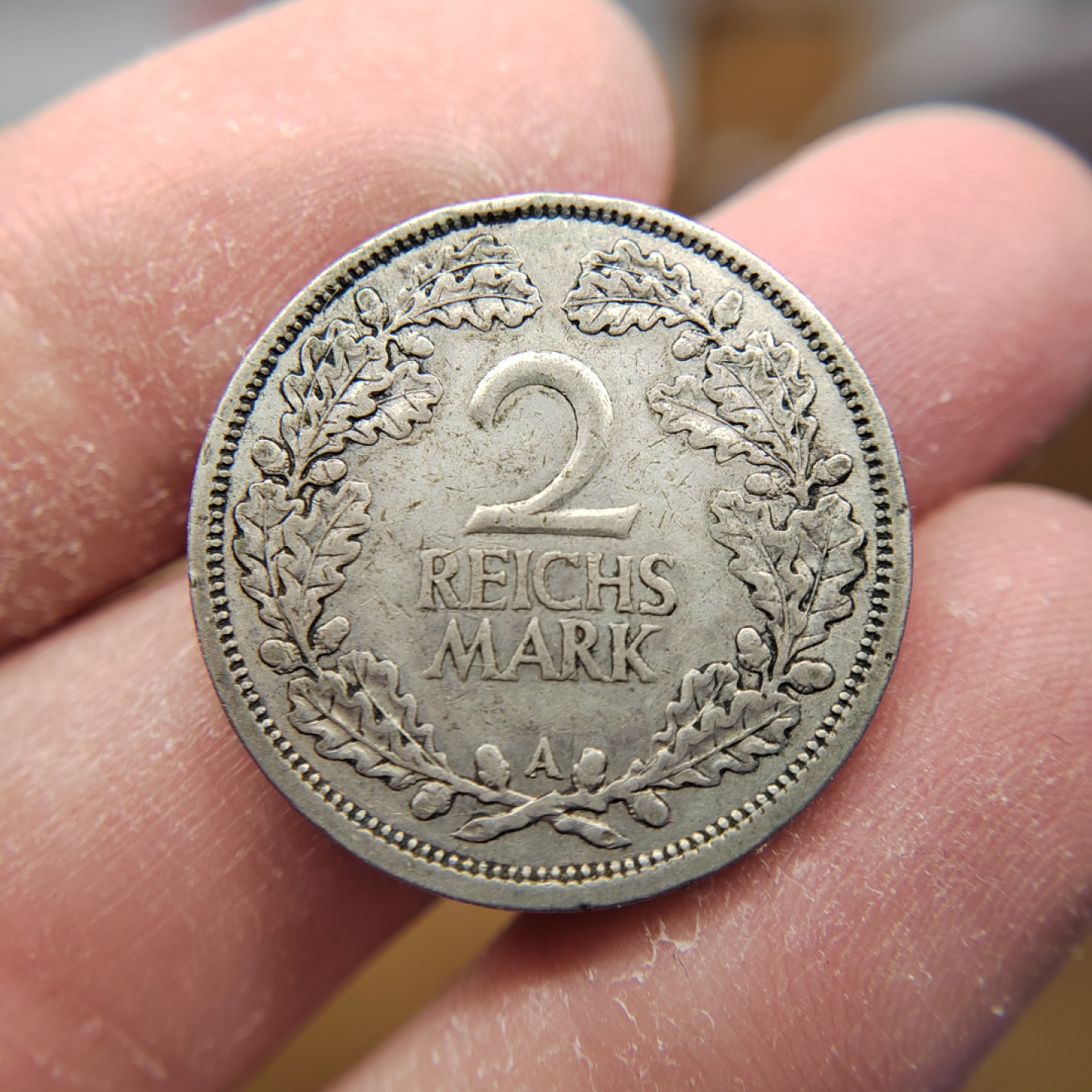 王之爱好～外国钱币 1925年，2马克，德国魏玛银币