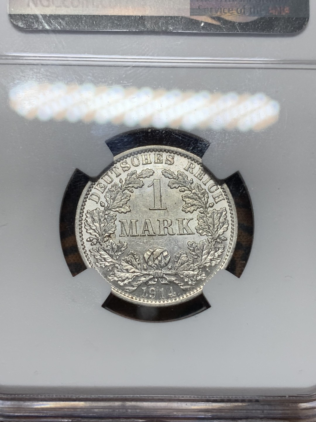 《竞宝斋》第112场-周日，周一 ，2场连拍（全场包邮） NGC MS61 德国1914年 1马克银币