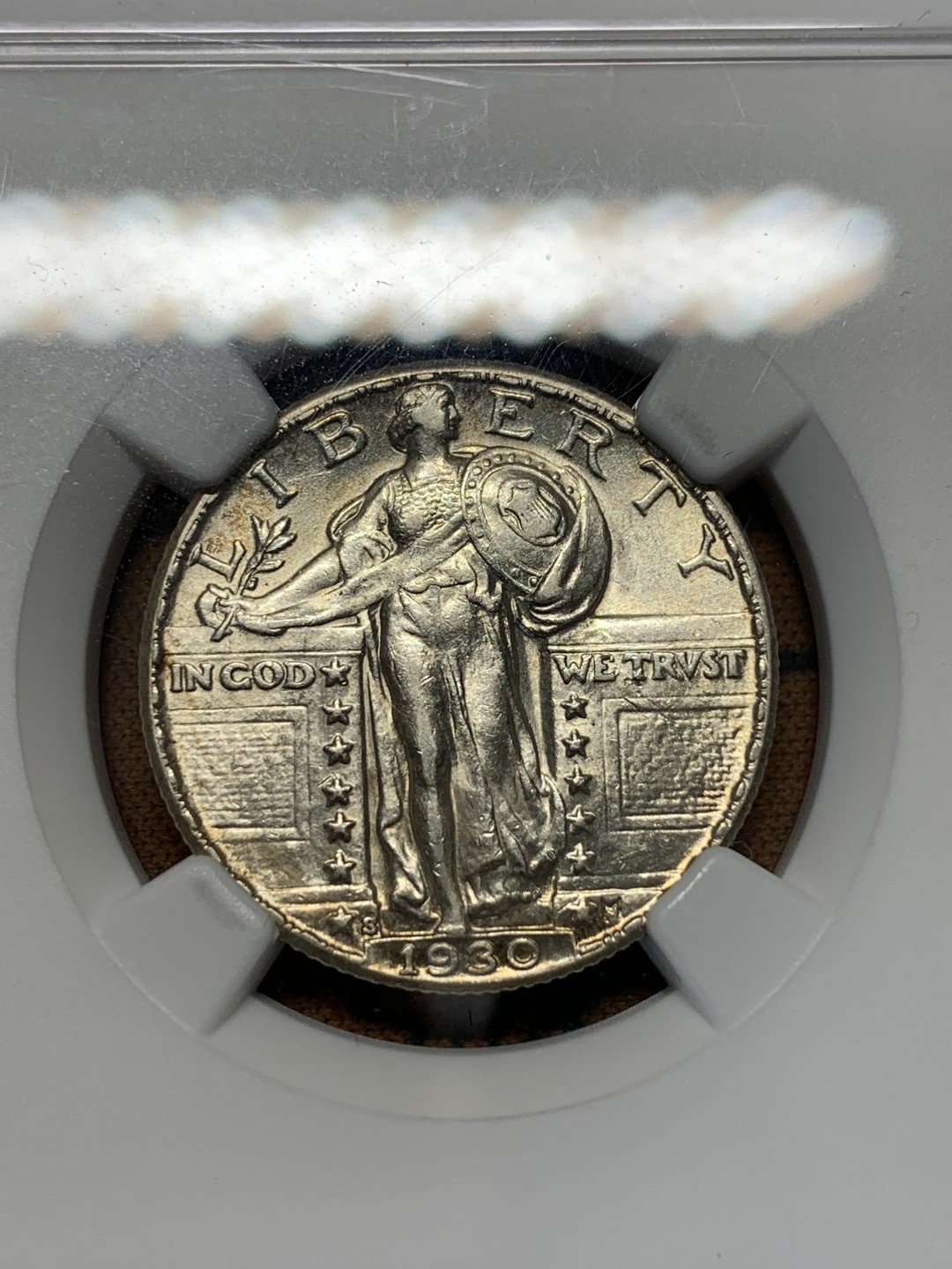 《竞宝斋》第112场-周日，周一 ，2场连拍（全场包邮） NGC MS62 美国 1930年S 25美分 银币 N标成5分！