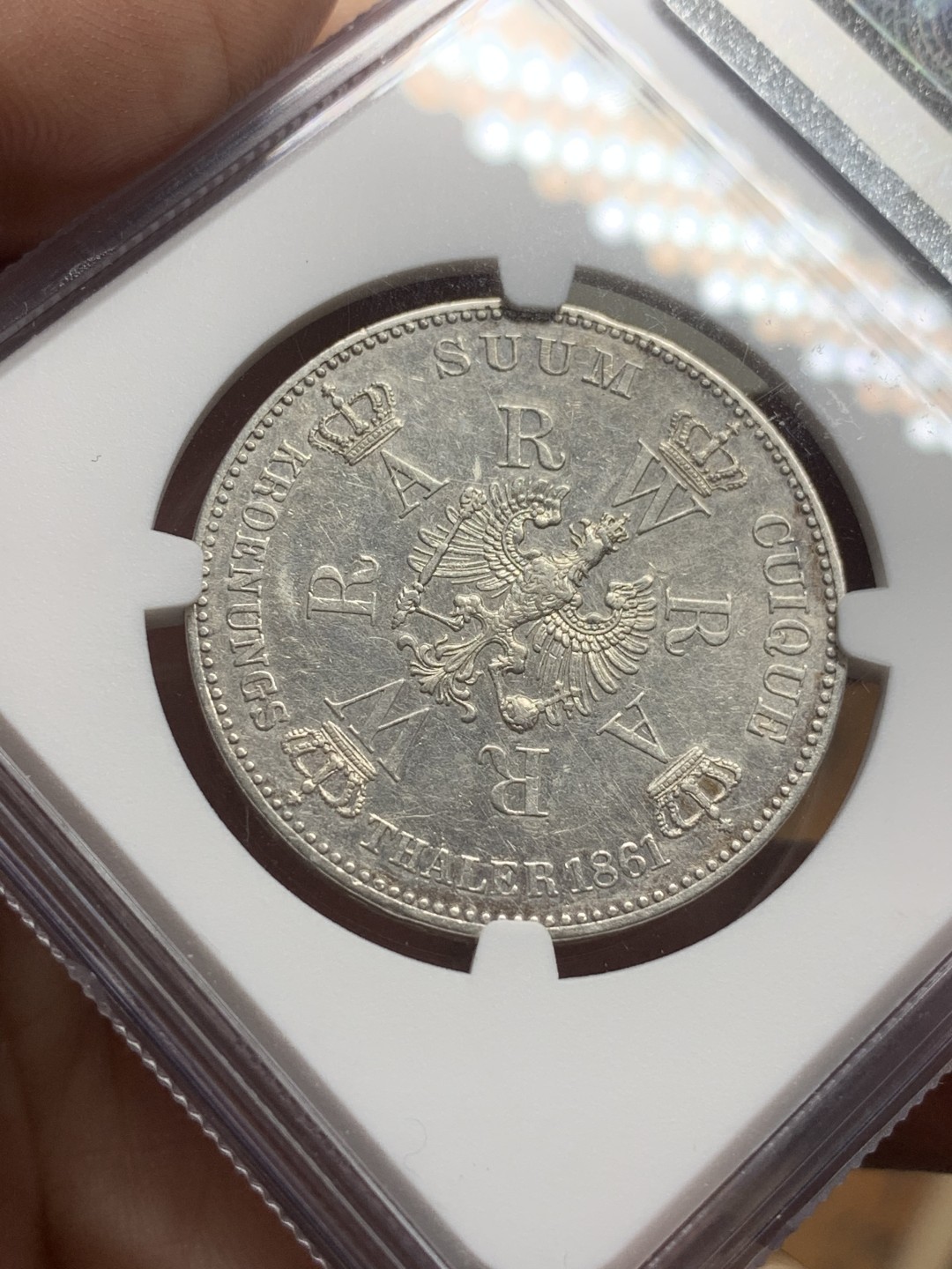 《竞宝斋》第112场-周日，周一 ，2场连拍（全场包邮） NGC-AUD  德国  1861  1泰勒  毛衣泰勒银币