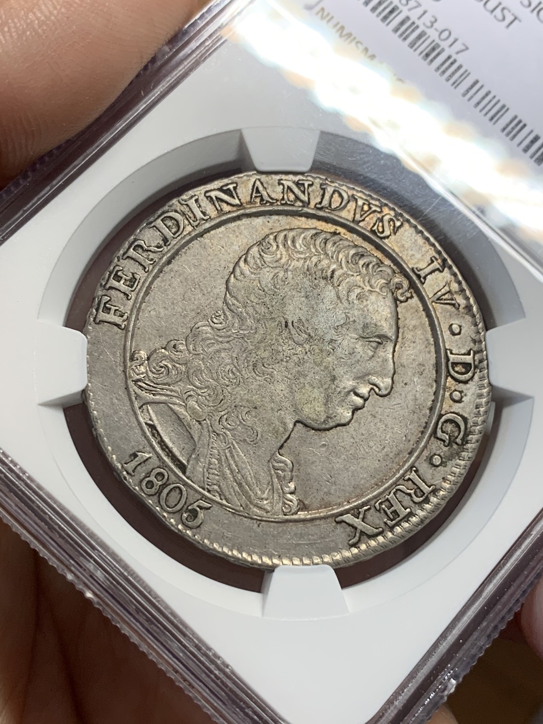 《竞宝斋》第112场-周日，周一 ，2场连拍（全场包邮） NGC-XF45 意大利1805年 斐迪南四世 120G大银币 原味好品 稀少品种