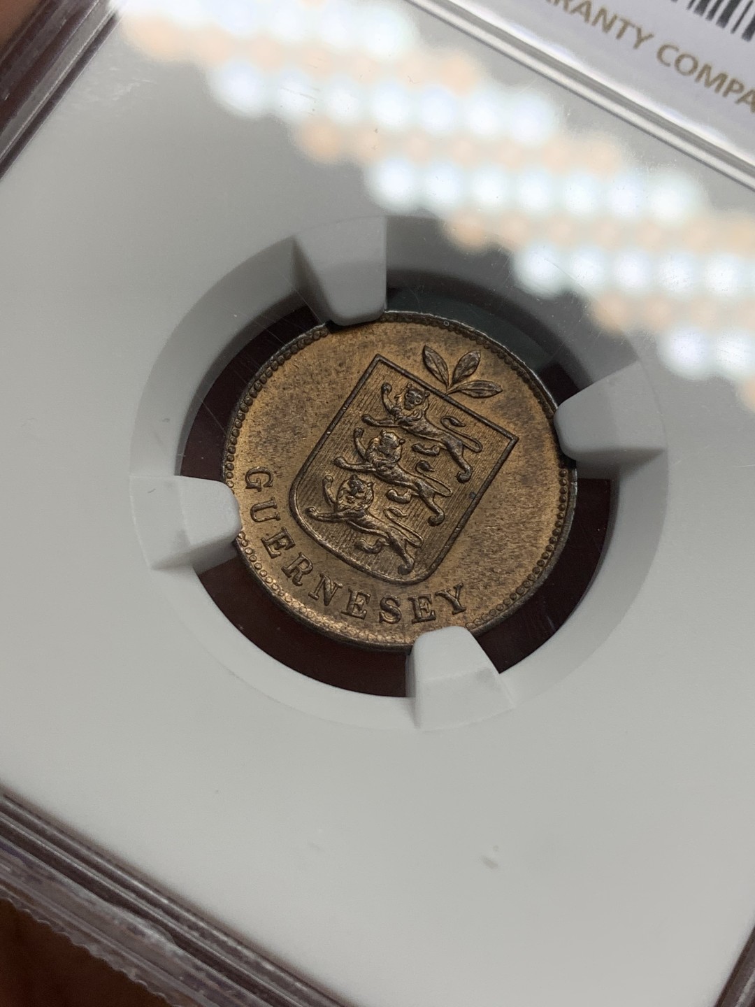 《竞宝斋》第112场-周日，周一 ，2场连拍（全场包邮） NGC MS64 RB英属格恩济1902H1道布 季军分级 光泽细腻