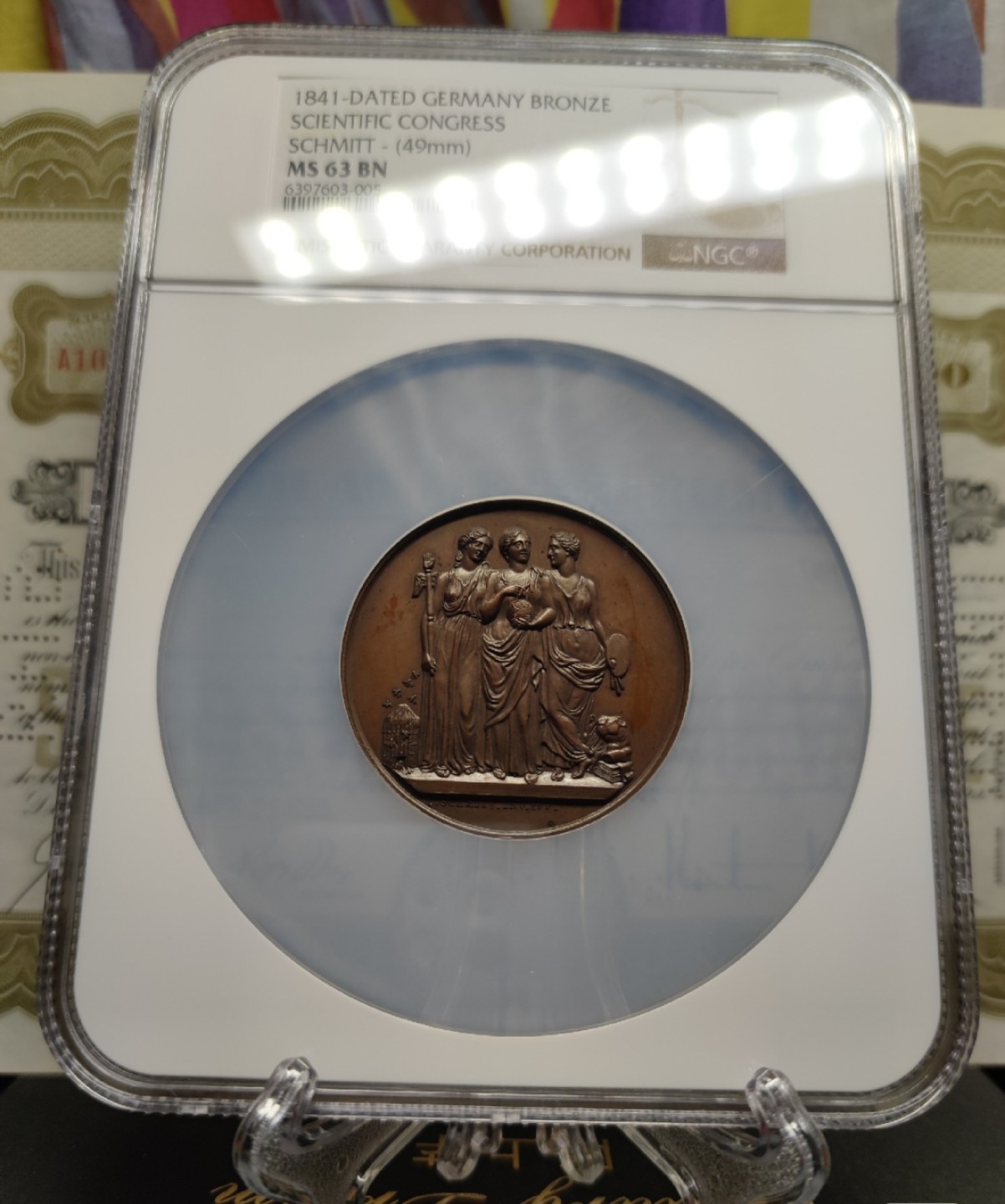 八角银章NGC章牌特卖会 1841科学大会纪念铜章NGC大盒