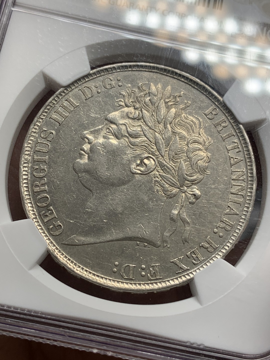 《竞宝斋》第112场-周日，周一 ，2场连拍（全场包邮） NGC AU55 英国乔治四世1822 马剑克朗 Tertio边铭比1821少一个数量级