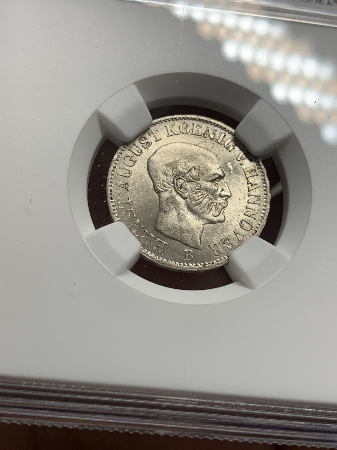 《竞宝斋》第112场-周日，周一 ，2场连拍（全场包邮） NGC MS64 德国1851汉诺威1/12泰勒银币 亚军分