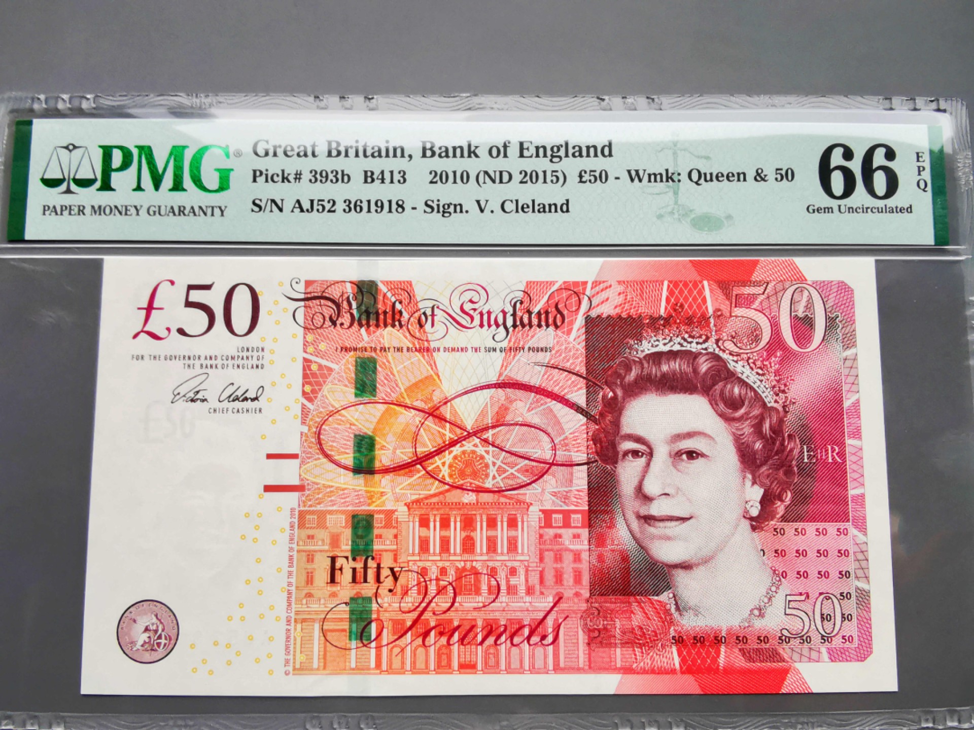 《崇甫堂》-英国纸钞PMG评级专场IV 英国 2015年  Pick:393b PMG-66 F序列50镑 博尔顿和瓦特
