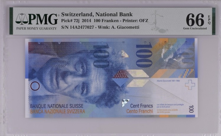 收藏联盟Quantum Auction 第204期拍卖 瑞士2014年100法郎首发A冠 PMG66 获奖作品
