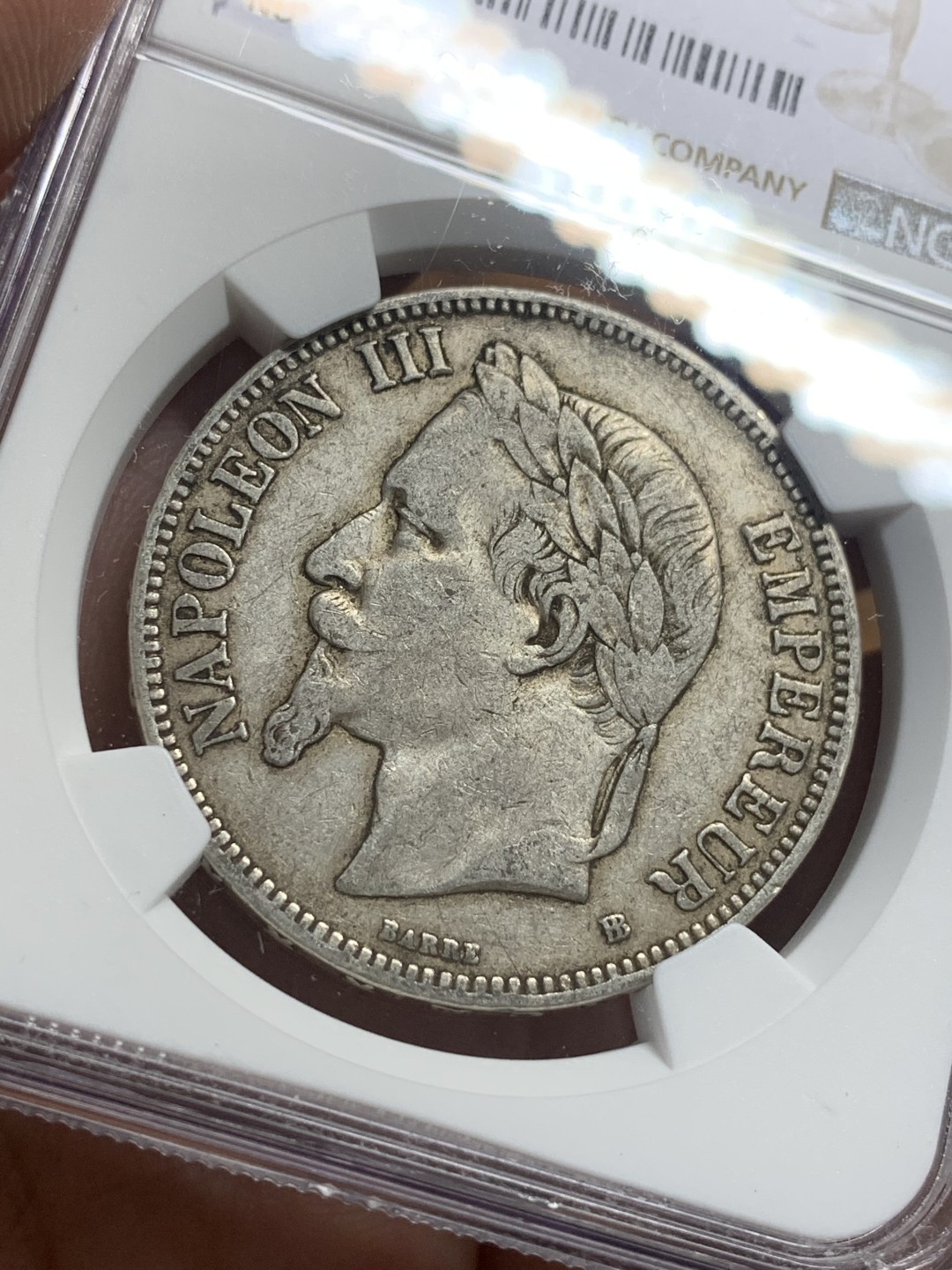 《竞宝斋》第112场-周日，周一 ，2场连拍（全场包邮） NGC-XF45 法国1870-BB年 拿破仑三世5法郎大银币