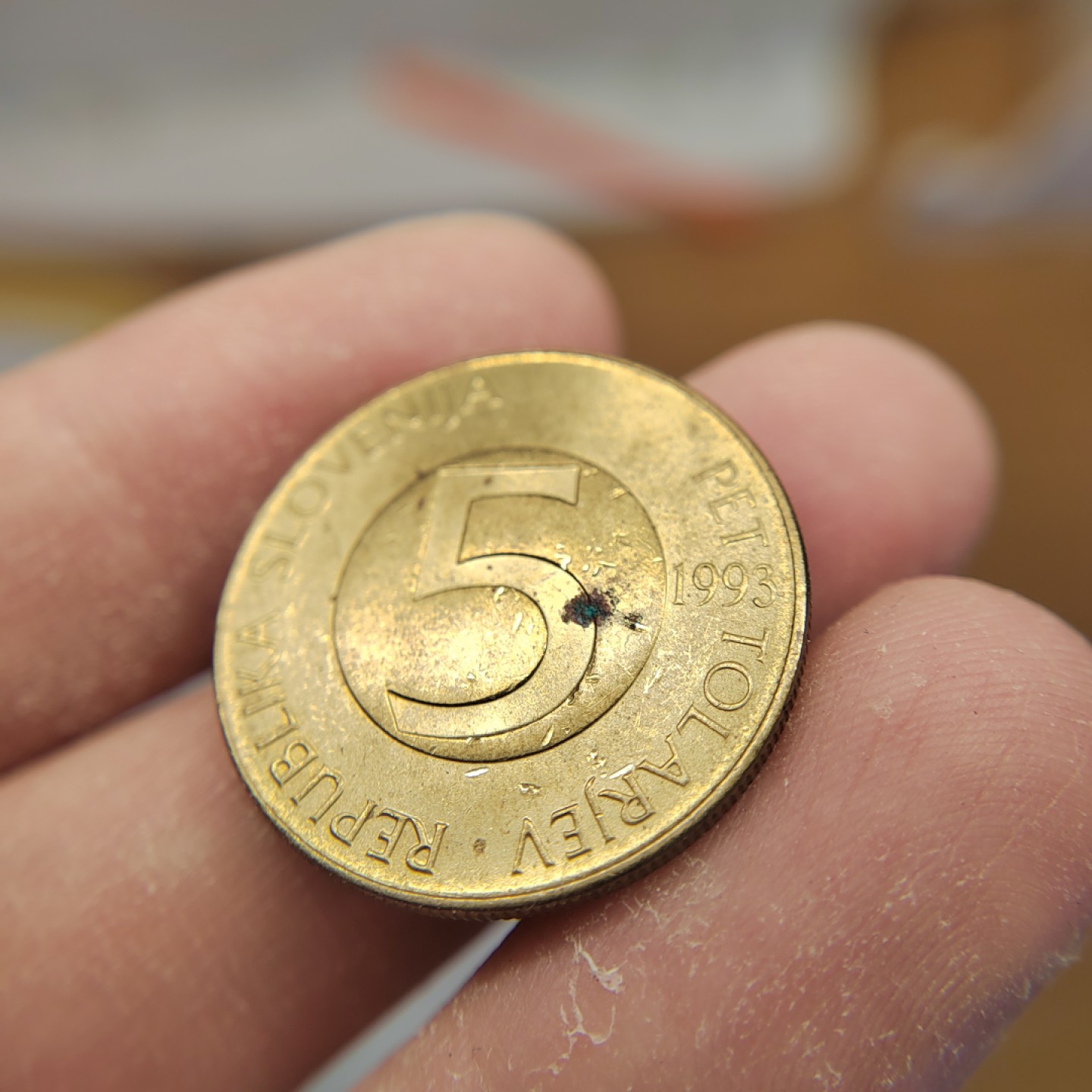 王之爱好～外国钱币 1993年，5元，斯洛文尼亚铜币
