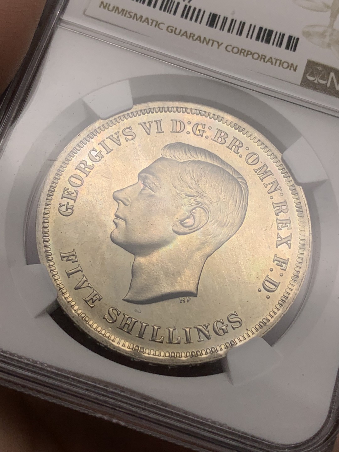 《竞宝斋》第112场-周日，周一 ，2场连拍（全场包邮） NGC-PL63 英国1951年镍马剑克朗，英国唯一的镍制马剑克朗