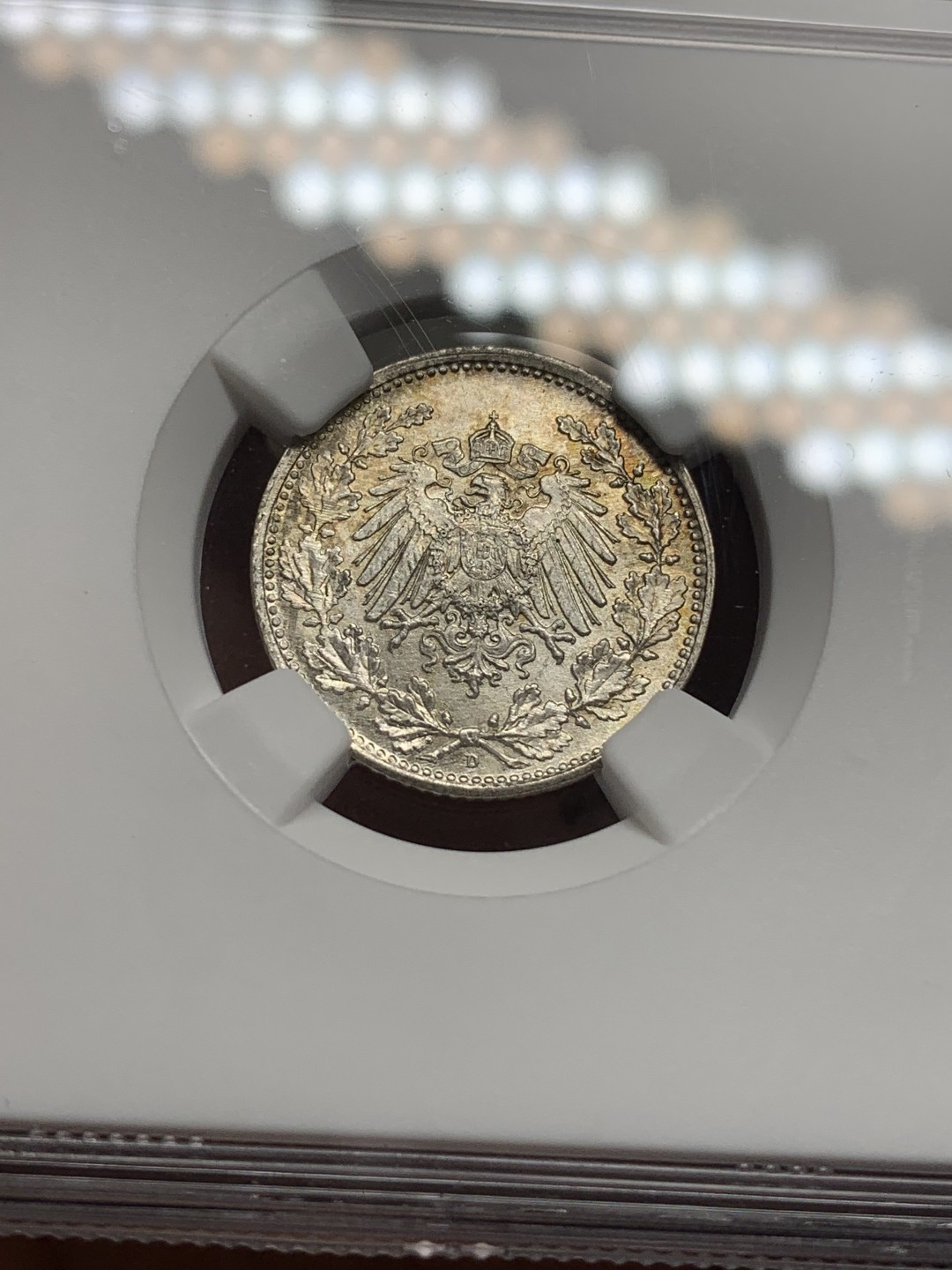 《竞宝斋》第112场-周日，周一 ，2场连拍（全场包邮） NGC-MS66 德国德意志第二帝国1917年半马克银币 高分