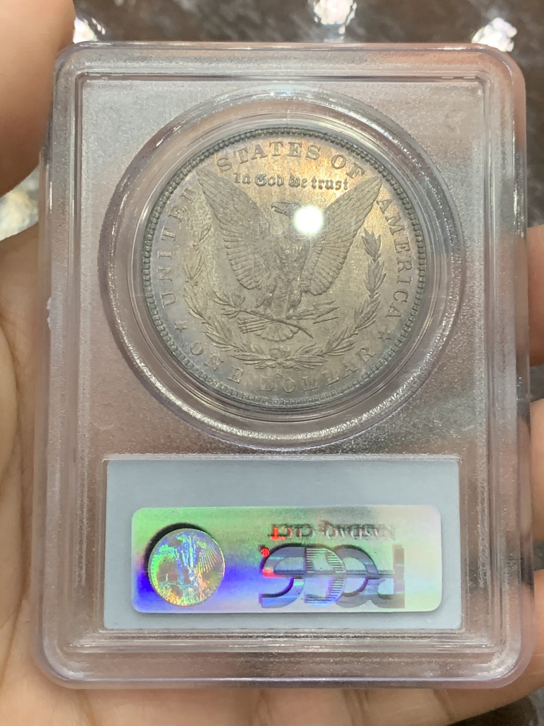 《竞宝斋》第112场-周日，周一 ，2场连拍（全场包邮） PCGS MS65 美国 1880年S版 摩根银元 灰彩包浆 很是漂亮