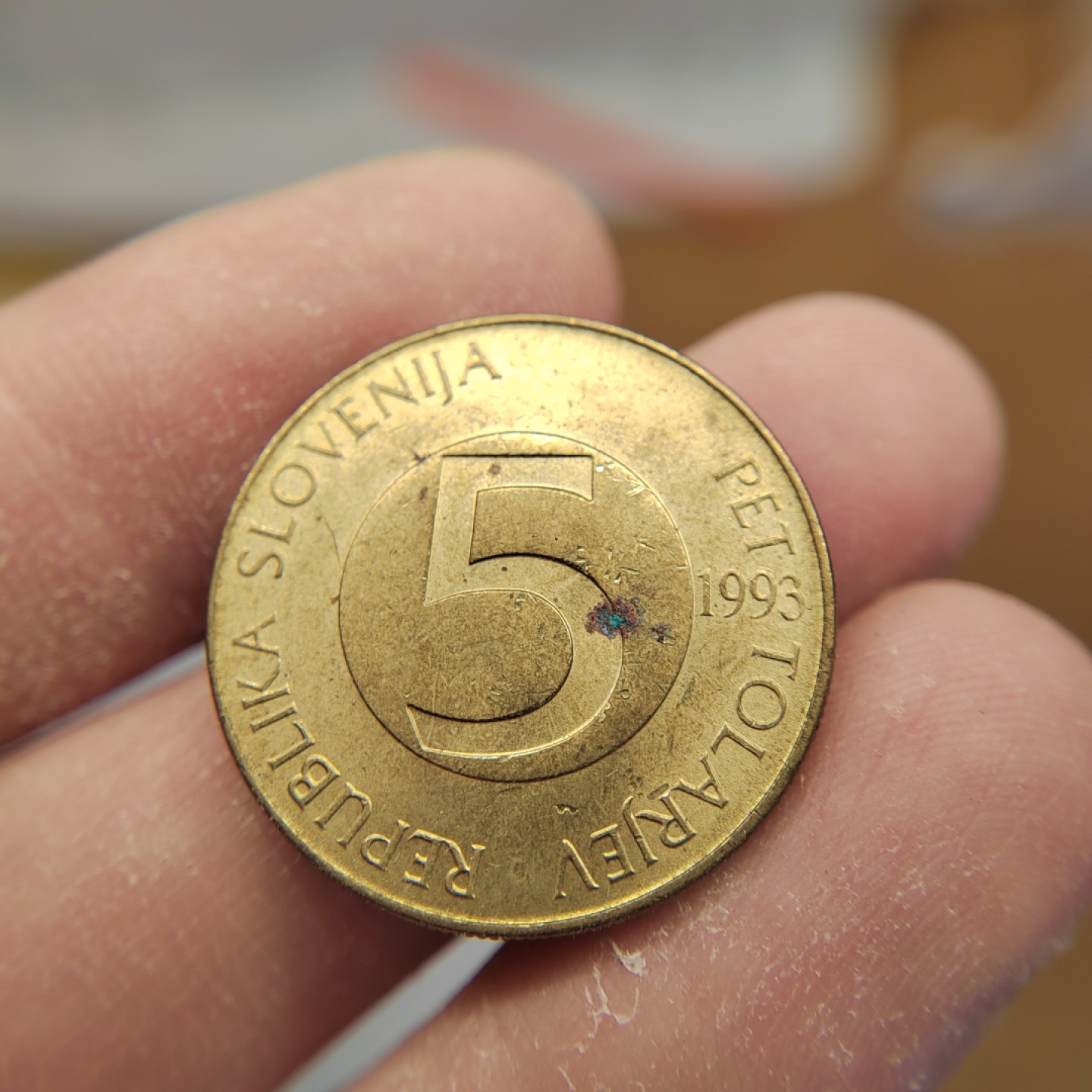 王之爱好～外国钱币 1993年，5元，斯洛文尼亚铜币