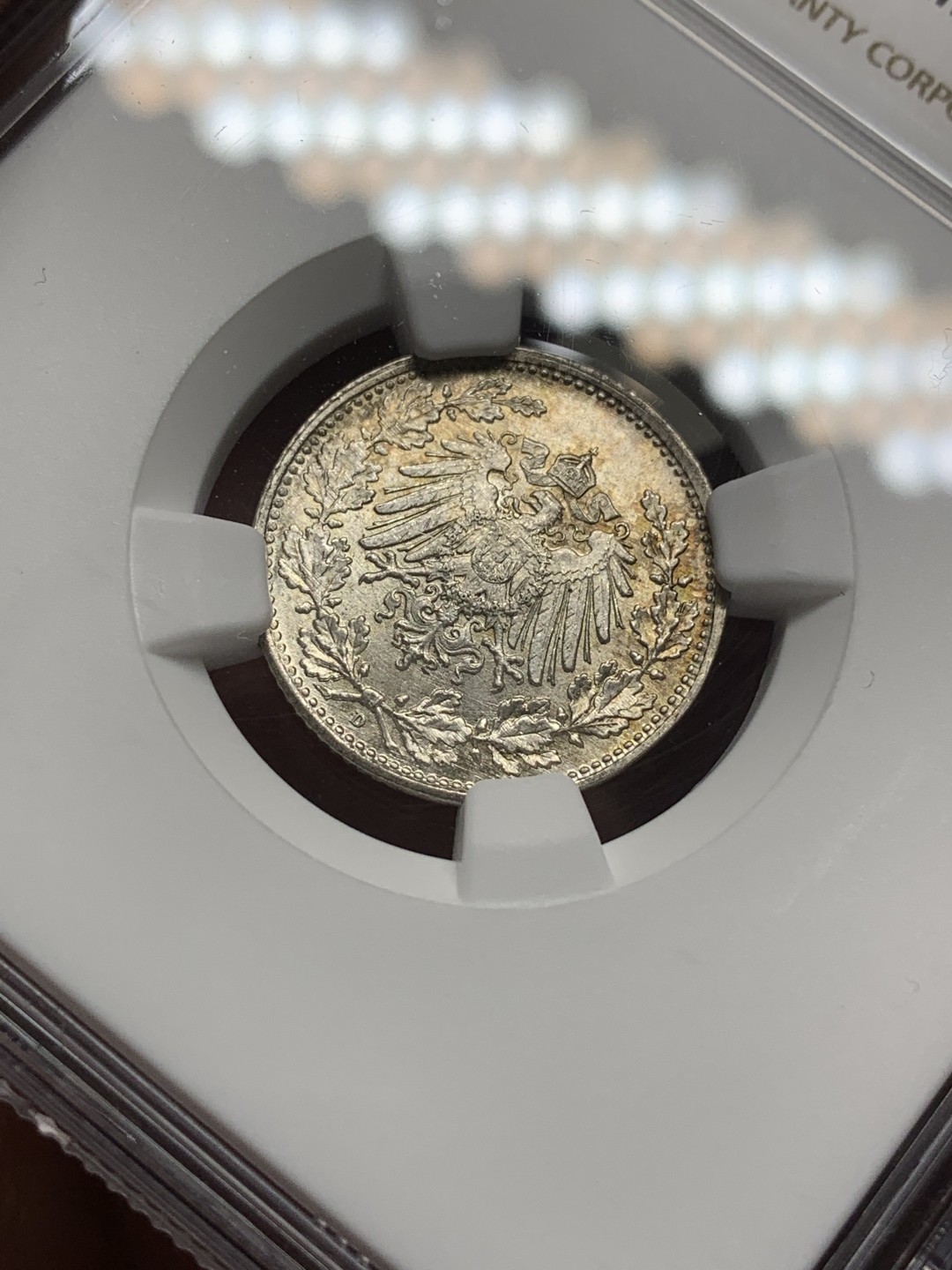 《竞宝斋》第112场-周日，周一 ，2场连拍（全场包邮） NGC-MS66 德国德意志第二帝国1917年半马克银币 高分