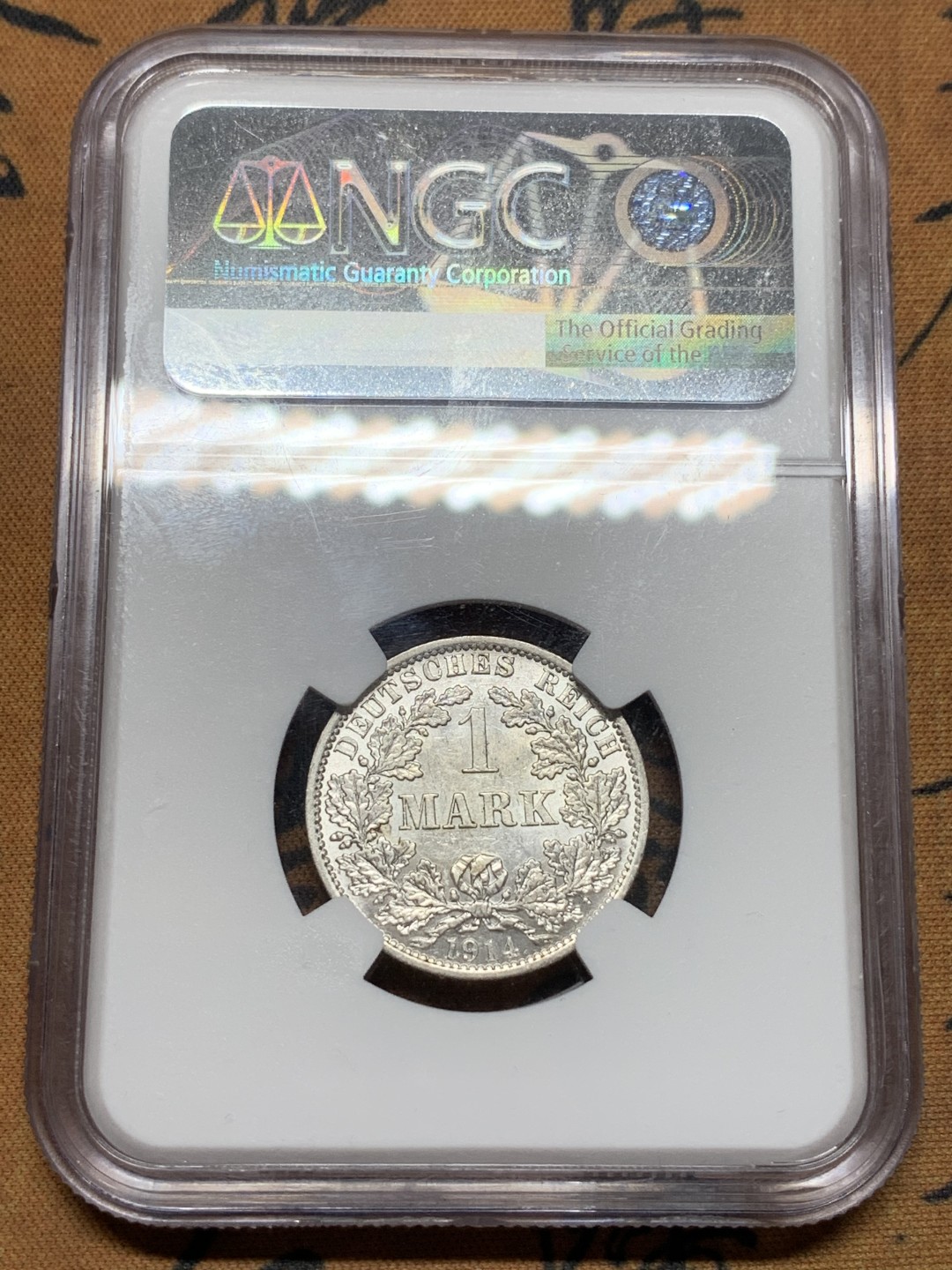 《竞宝斋》第112场-周日，周一 ，2场连拍（全场包邮） NGC MS61 德国1914年 1马克银币