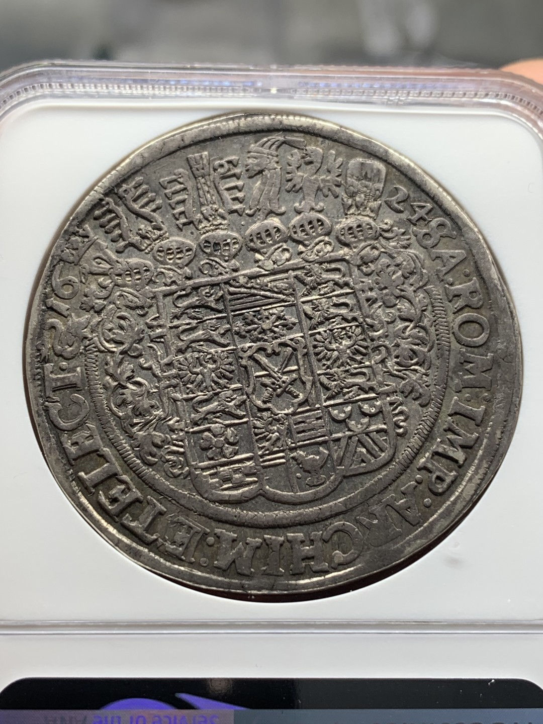 《竞宝斋》第112场-周日，周一 ，2场连拍（全场包邮） NGC AU58 德国 萨克森 1624年 持剑武士 泰勒 大银币 全深打 均匀包浆 实为难得