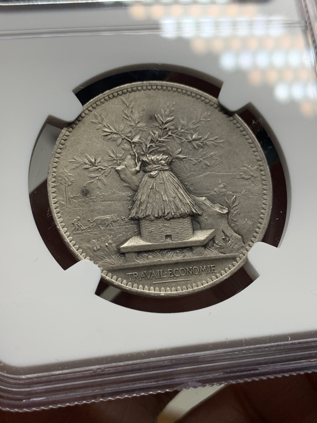 《竞宝斋》第112场-周日，周一 ，2场连拍（全场包邮） NGC MS64 法国 1894年 经济委员会银章 以小见大的品种 细节好