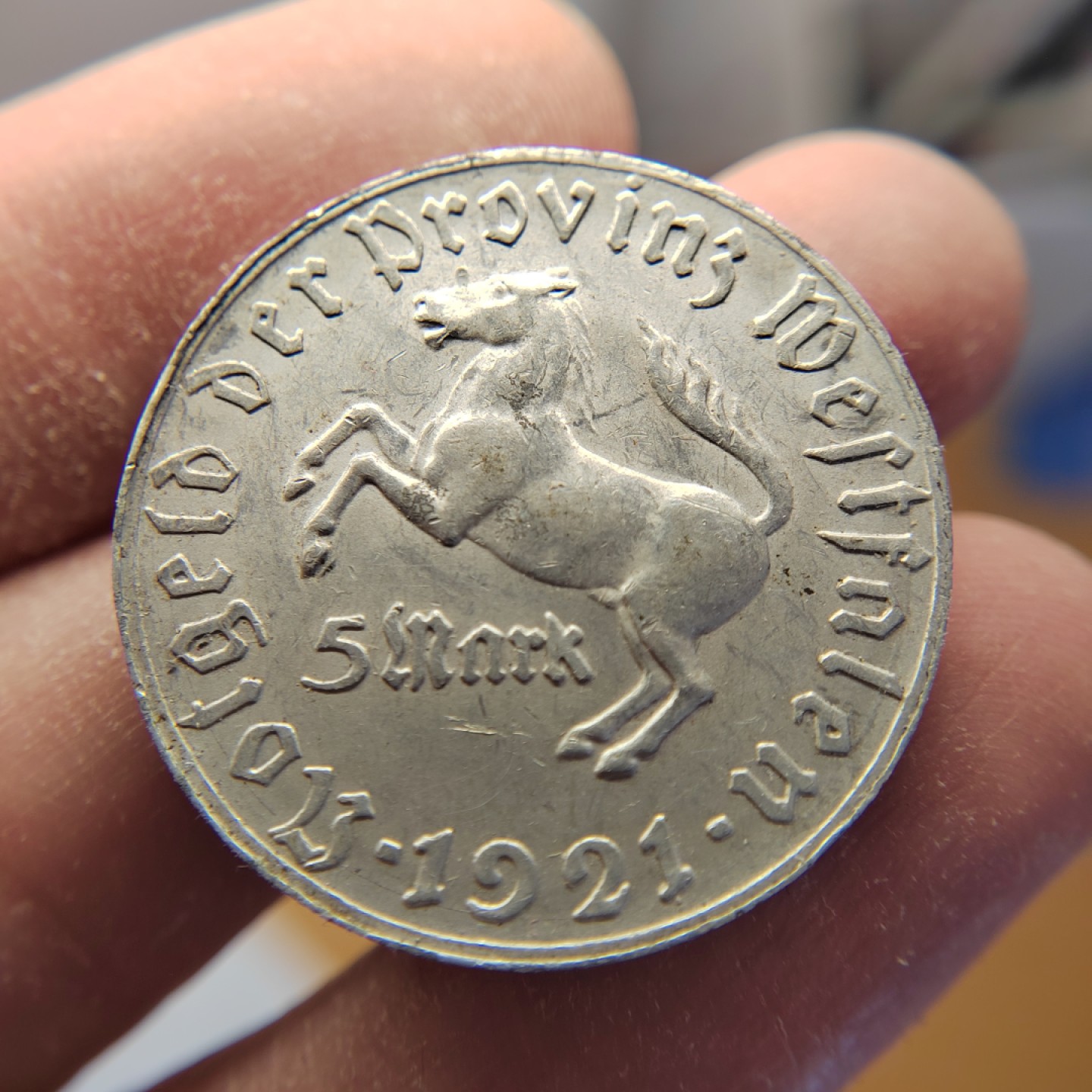 王之爱好～外国钱币 1921年，5马克，德国宝马币