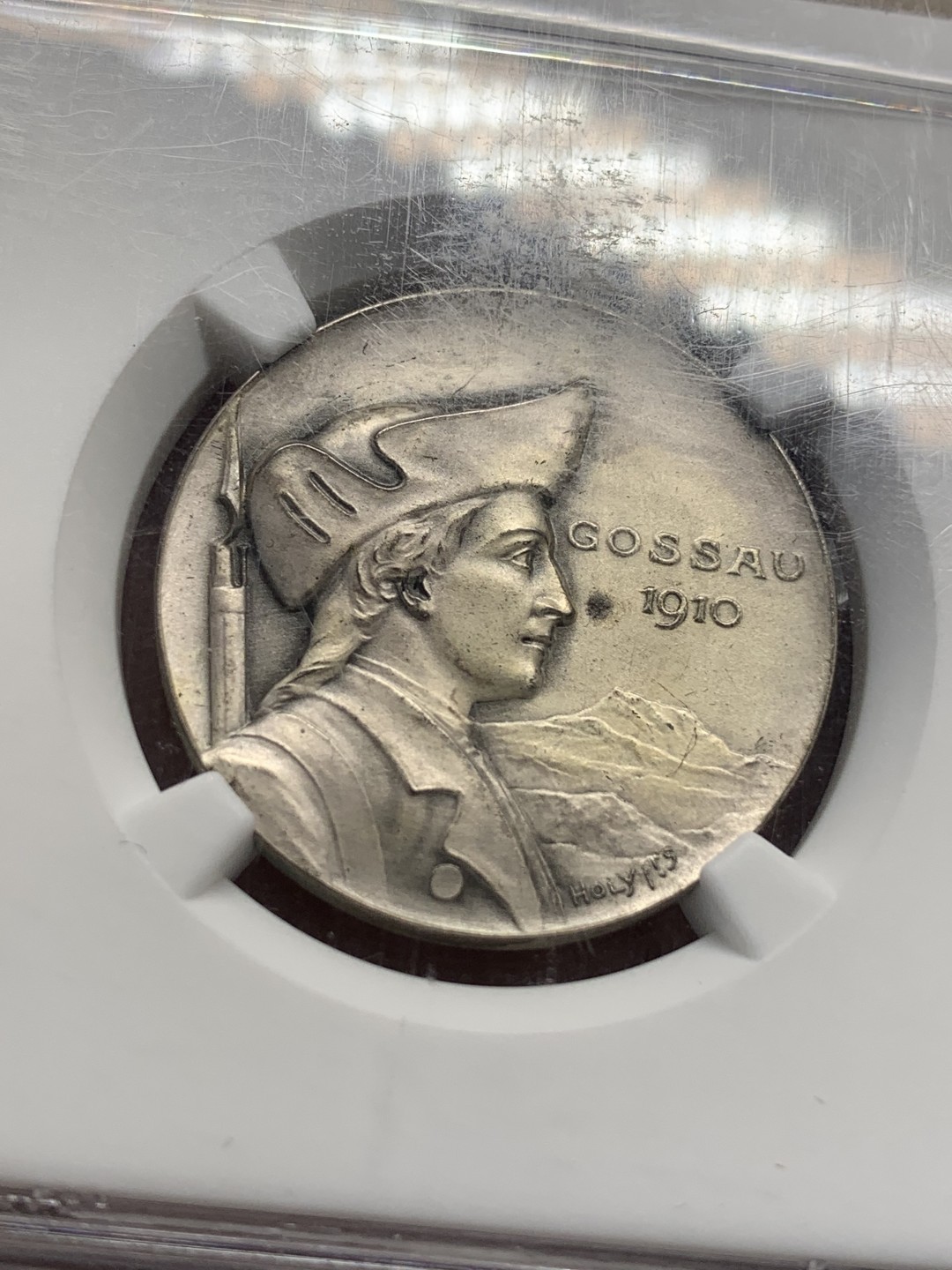 《竞宝斋》第112场-周日，周一 ，2场连拍（全场包邮） NGC MS64  1910年瑞士圣加仑射击节银章 生动形象 小熊憨厚可爱 市场流通量小于300枚