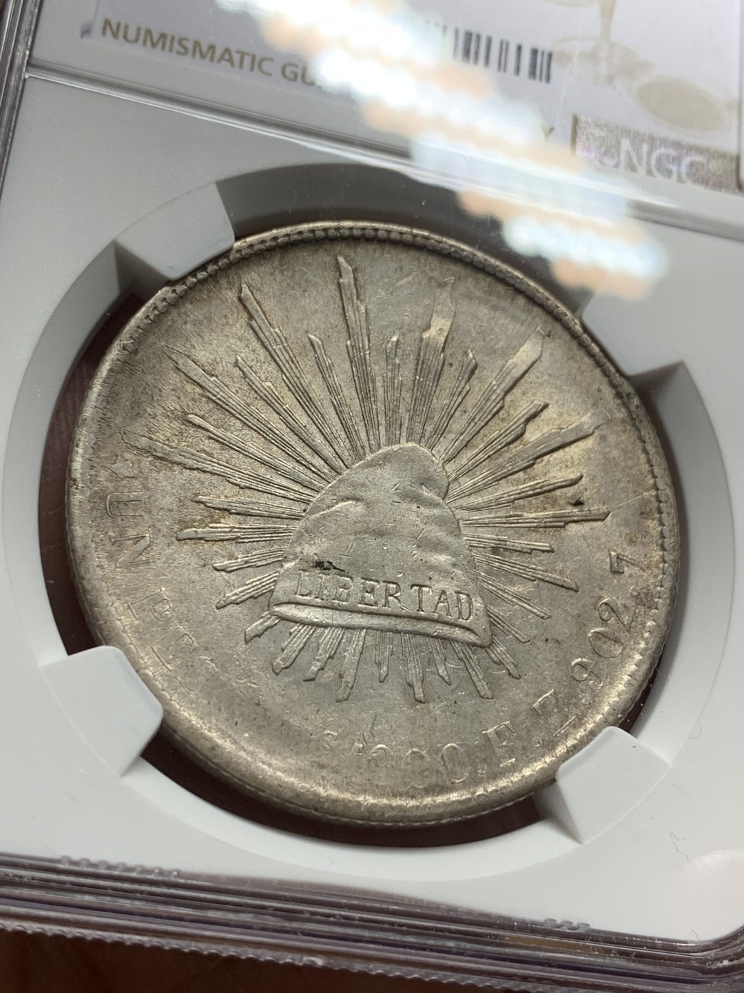 《竞宝斋》第112场-周日，周一 ，2场连拍（全场包邮） NGC-AU58 墨西哥1900年ZS 直边鹰洋 1比索大银币 