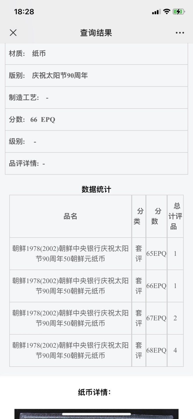 收藏联盟Quantum Auction 第204期拍卖 朝鲜1978(2002)年50元太阳节90周年纪念钞 CSIS66 品相全新UNC 黑色英文字体版
