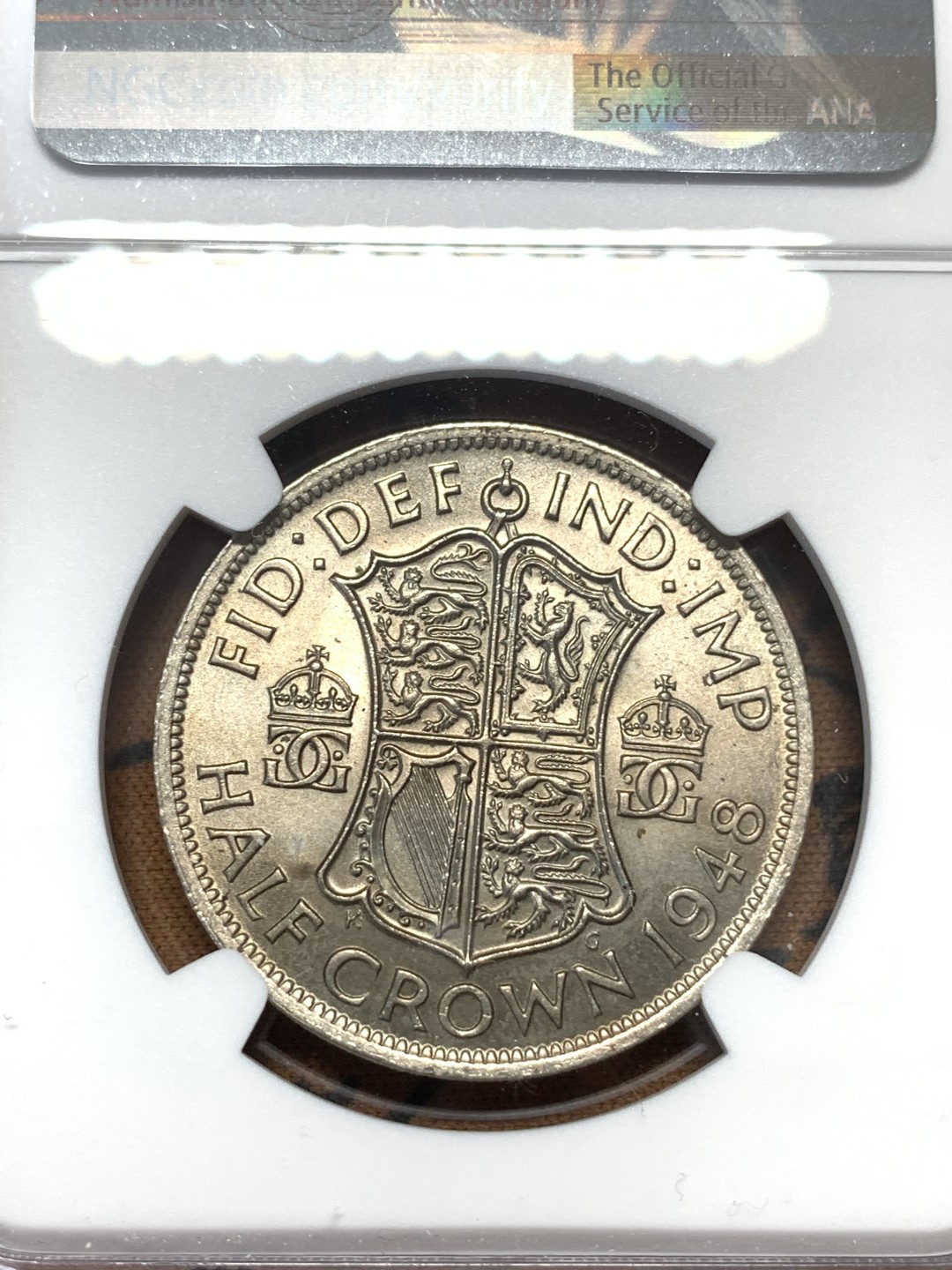 《竞宝斋》第112场-周日，周一 ，2场连拍（全场包邮） NGC-MS62 英国1948年乔治六世半克朗镍币