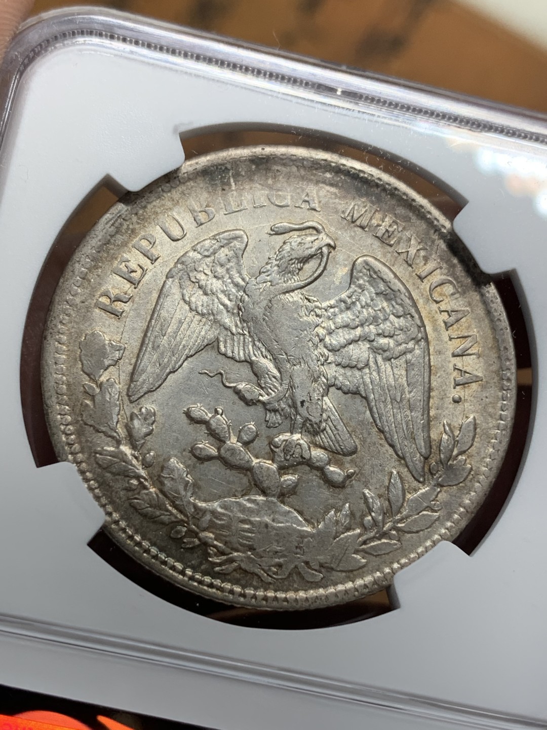 《竞宝斋》第112场-周日，周一 ，2场连拍（全场包邮） NGC-AU58 墨西哥1900年ZS 直边鹰洋 1比索大银币 