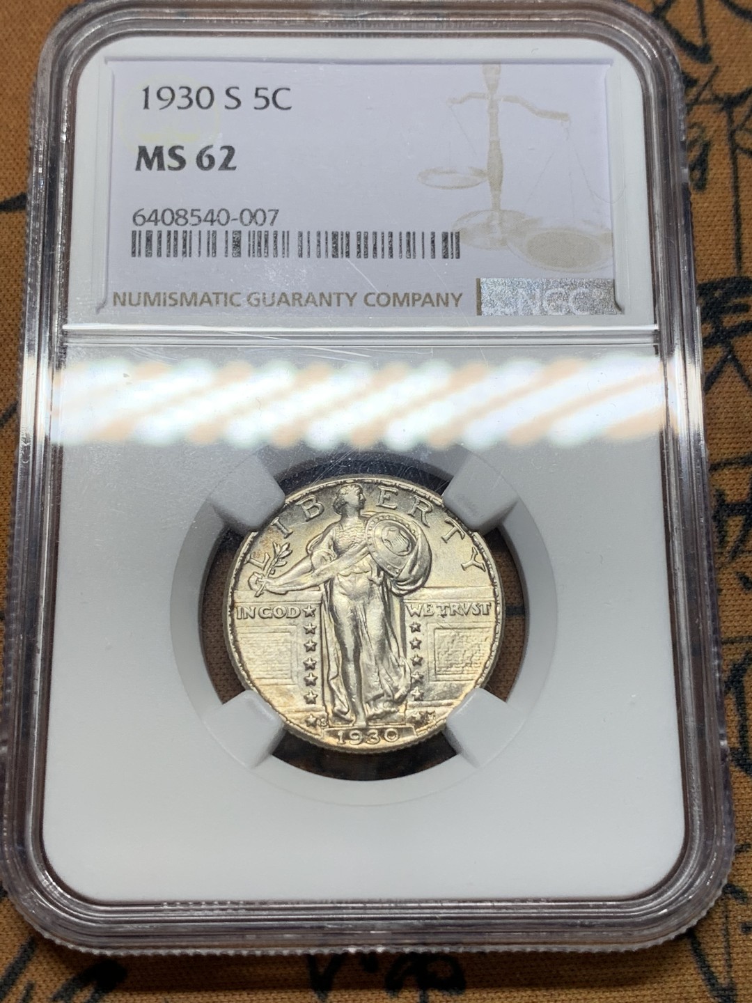 《竞宝斋》第112场-周日，周一 ，2场连拍（全场包邮） NGC MS62 美国 1930年S 25美分 银币 N标成5分！