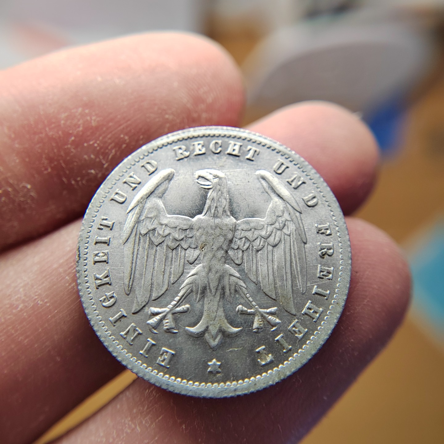 王之爱好～外国钱币 1923年，500马克，德国魏玛铝币