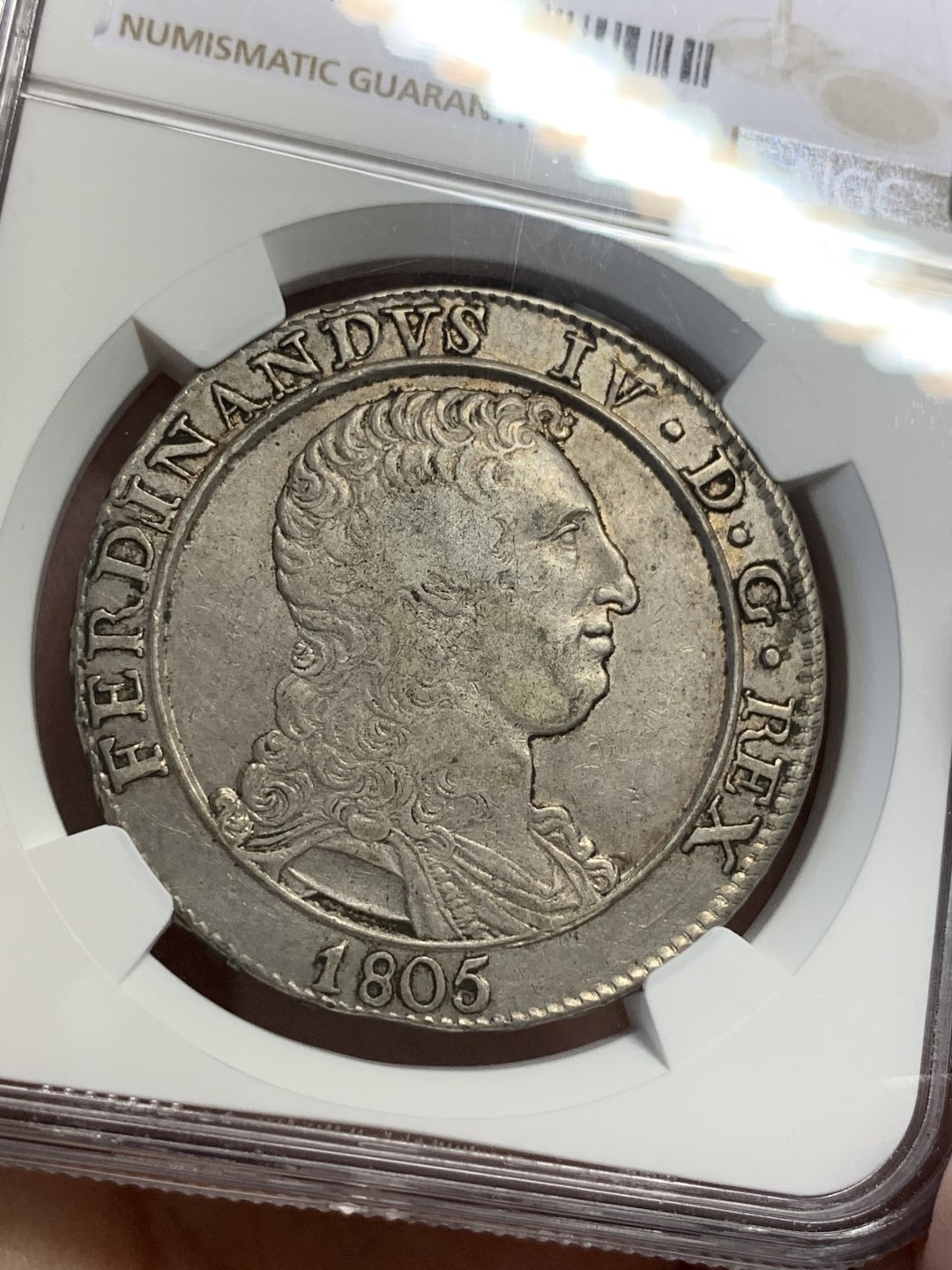 《竞宝斋》第112场-周日，周一 ，2场连拍（全场包邮） NGC-XF45 意大利1805年 斐迪南四世 120G大银币 原味好品 稀少品种