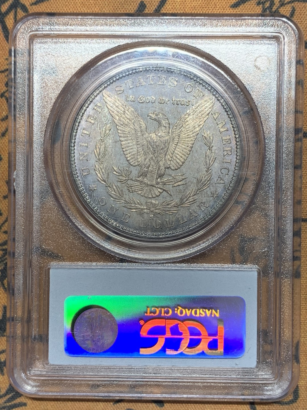 《竞宝斋》第112场-周日，周一 ，2场连拍（全场包邮） PCGS MS65 美国 1880年S版 摩根银元 灰彩包浆 很是漂亮