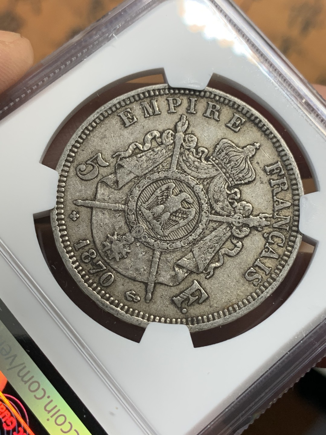 《竞宝斋》第112场-周日，周一 ，2场连拍（全场包邮） NGC-XF45 法国1870-BB年 拿破仑三世5法郎大银币