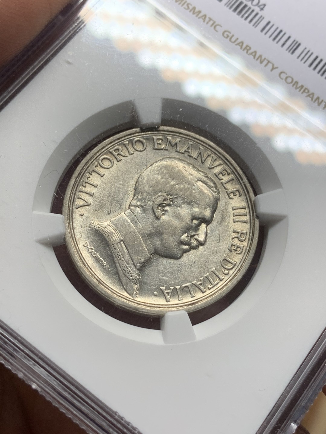 《竞宝斋》第112场-周日，周一 ，2场连拍（全场包邮） NGC-AU53  意大利  1914  2里拉  马车 银币