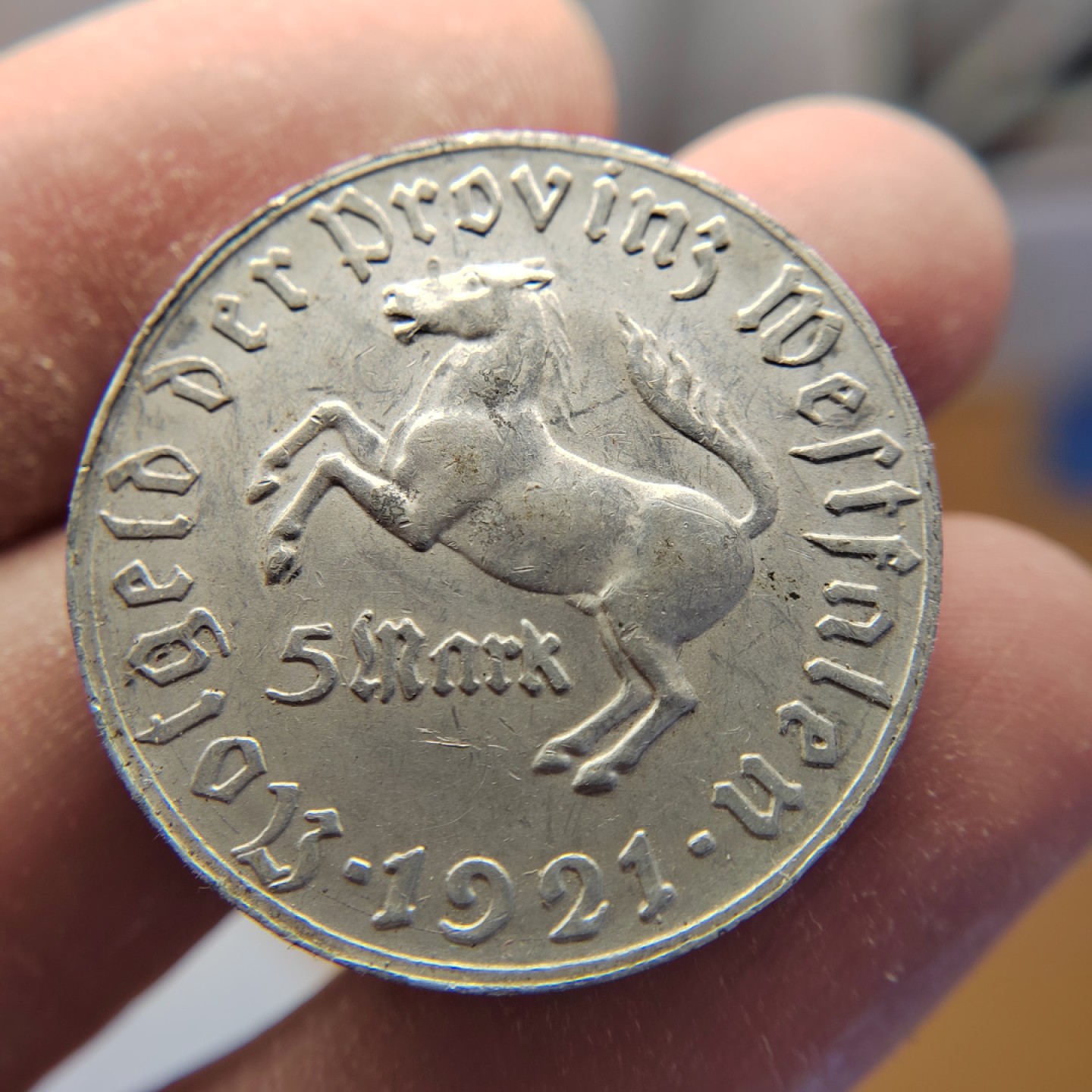 王之爱好～外国钱币 1921年，5马克，德国宝马币