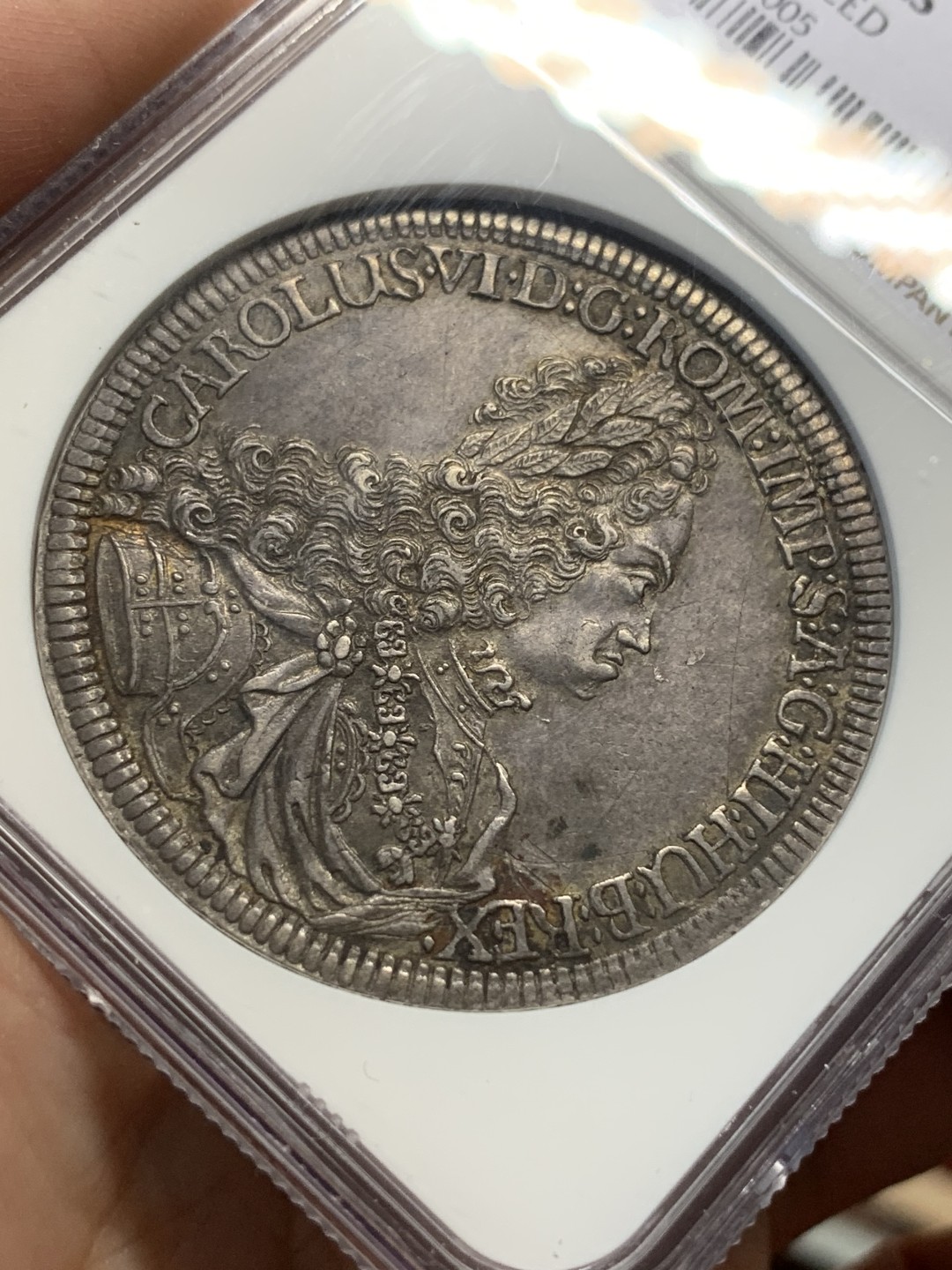 《竞宝斋》第112场-周日，周一 ，2场连拍（全场包邮） NGC UNC 神圣罗马帝国 1719年 卡尔六世 泰勒大银币 细节好 原味包浆 大波浪热门 品种