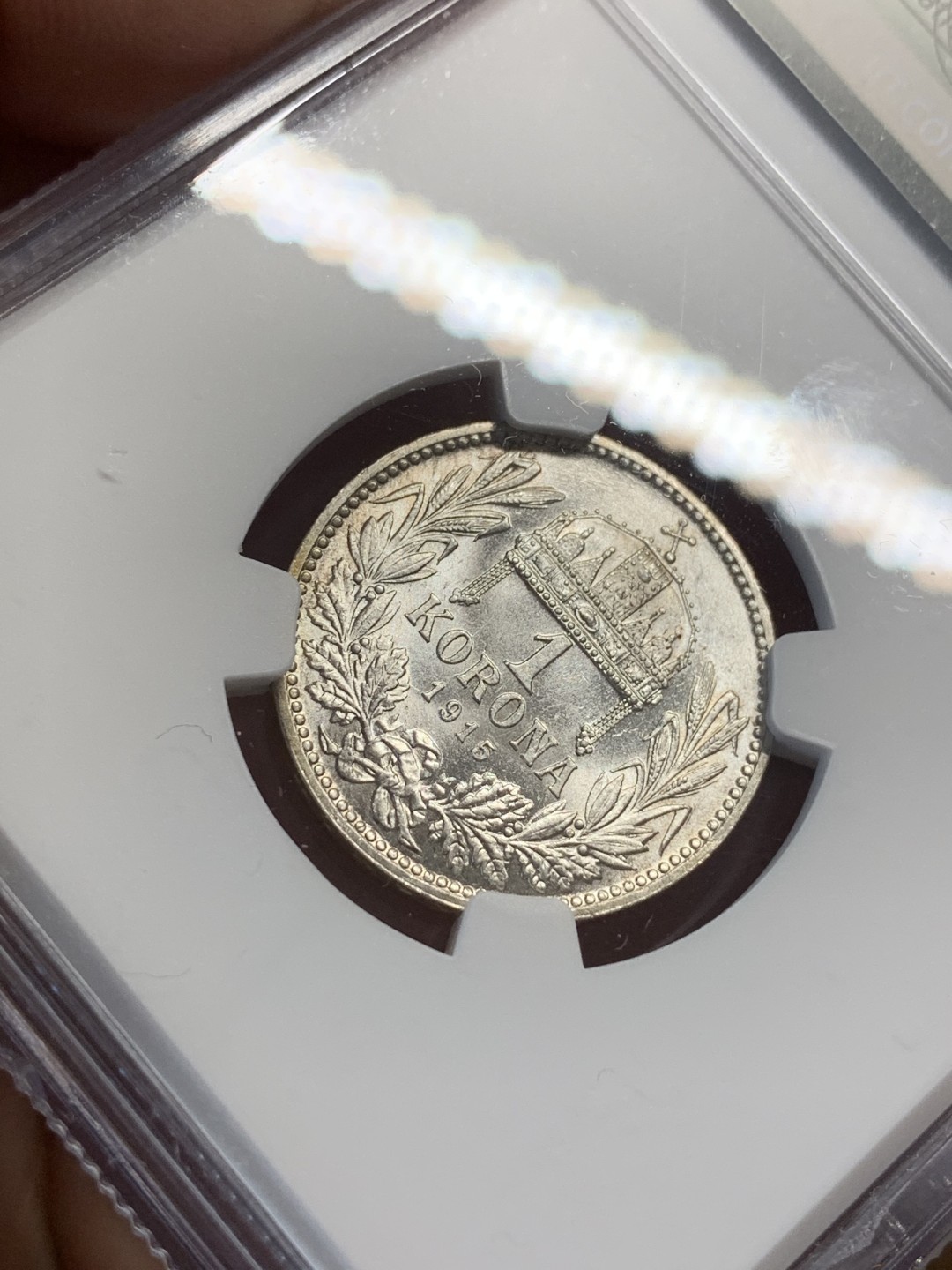 《竞宝斋》第112场-周日，周一 ，2场连拍（全场包邮） NGC-MS61 匈牙利1915年 天使1克朗银币 平时见到的都是奥地利的克朗， 匈牙利稀少