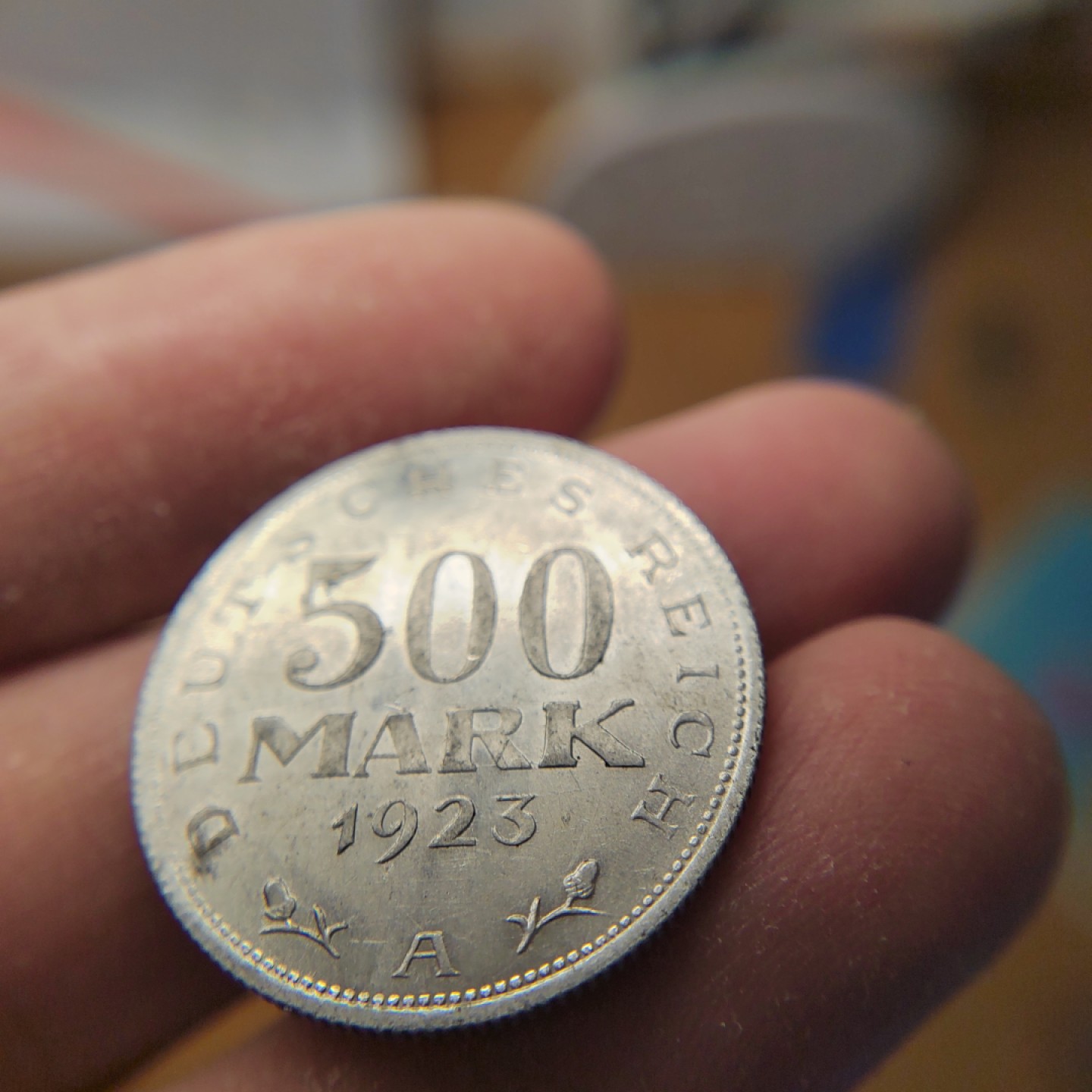 王之爱好～外国钱币 1923年，500马克，德国魏玛铝币