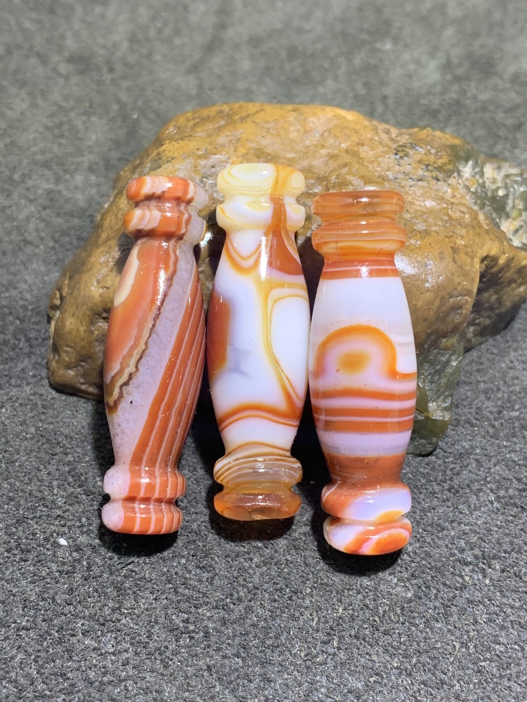 高玉化缠丝玛瑙灯笼珠通货一组