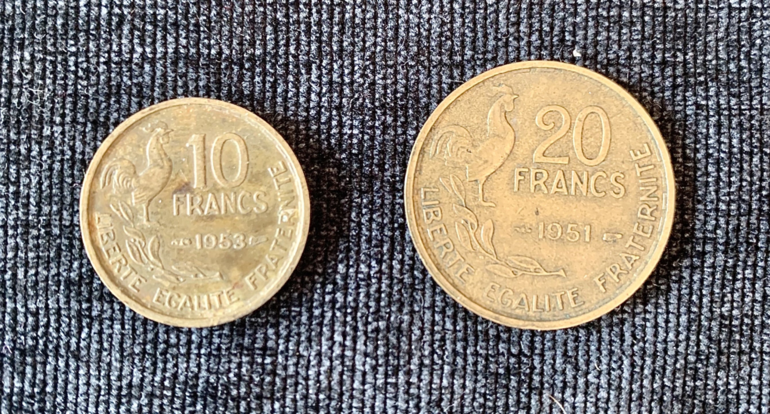 ⚜️圣域骑士收藏团之 混沌专场【总第9场】 1950年代 法国🇫🇷 10和20法郎铜币