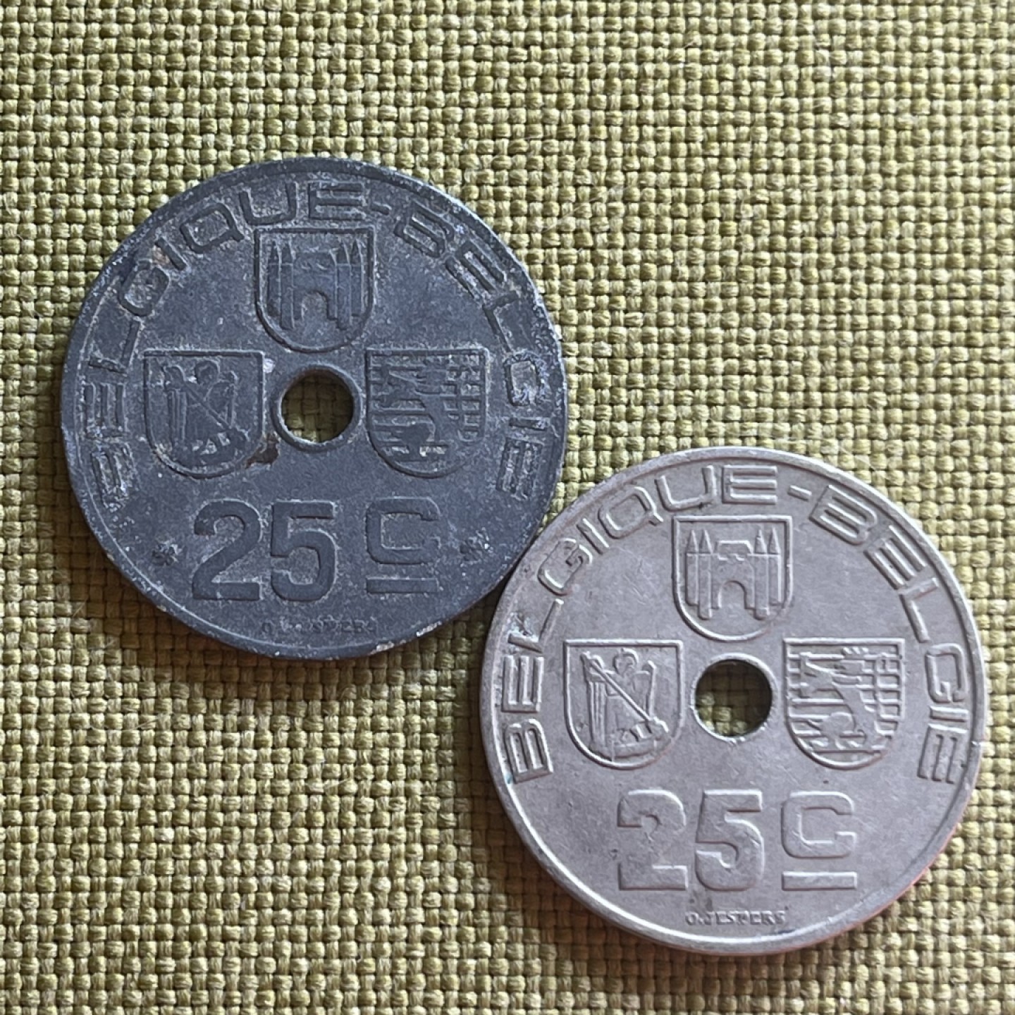 外国硬币0元起拍（21） 比利时25分 2枚