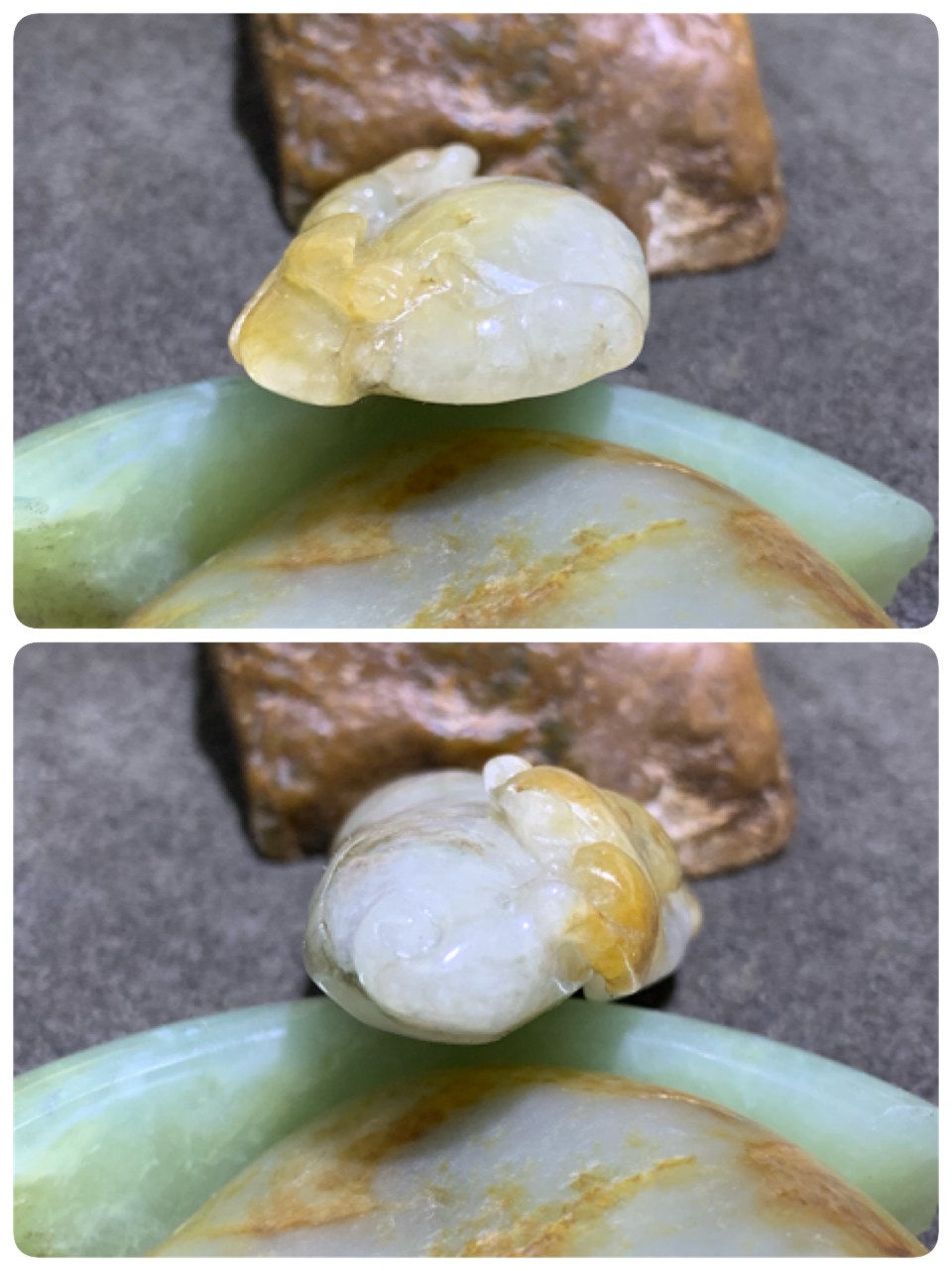 天然A货翡翠3色雕件一个！