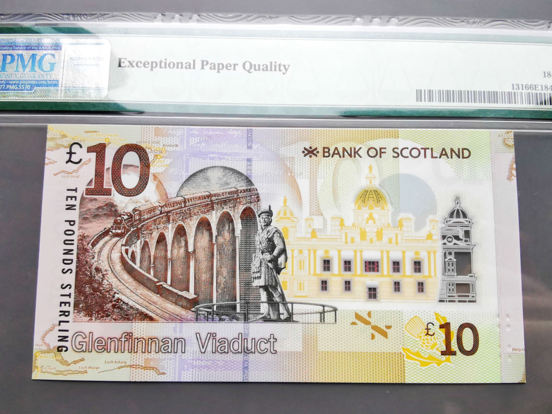 《崇甫堂》-英国纸钞PMG评级专场IV 英国 2016年 AA字冠首发 小号码 苏格兰银行10镑 PMG-66 Pick:131