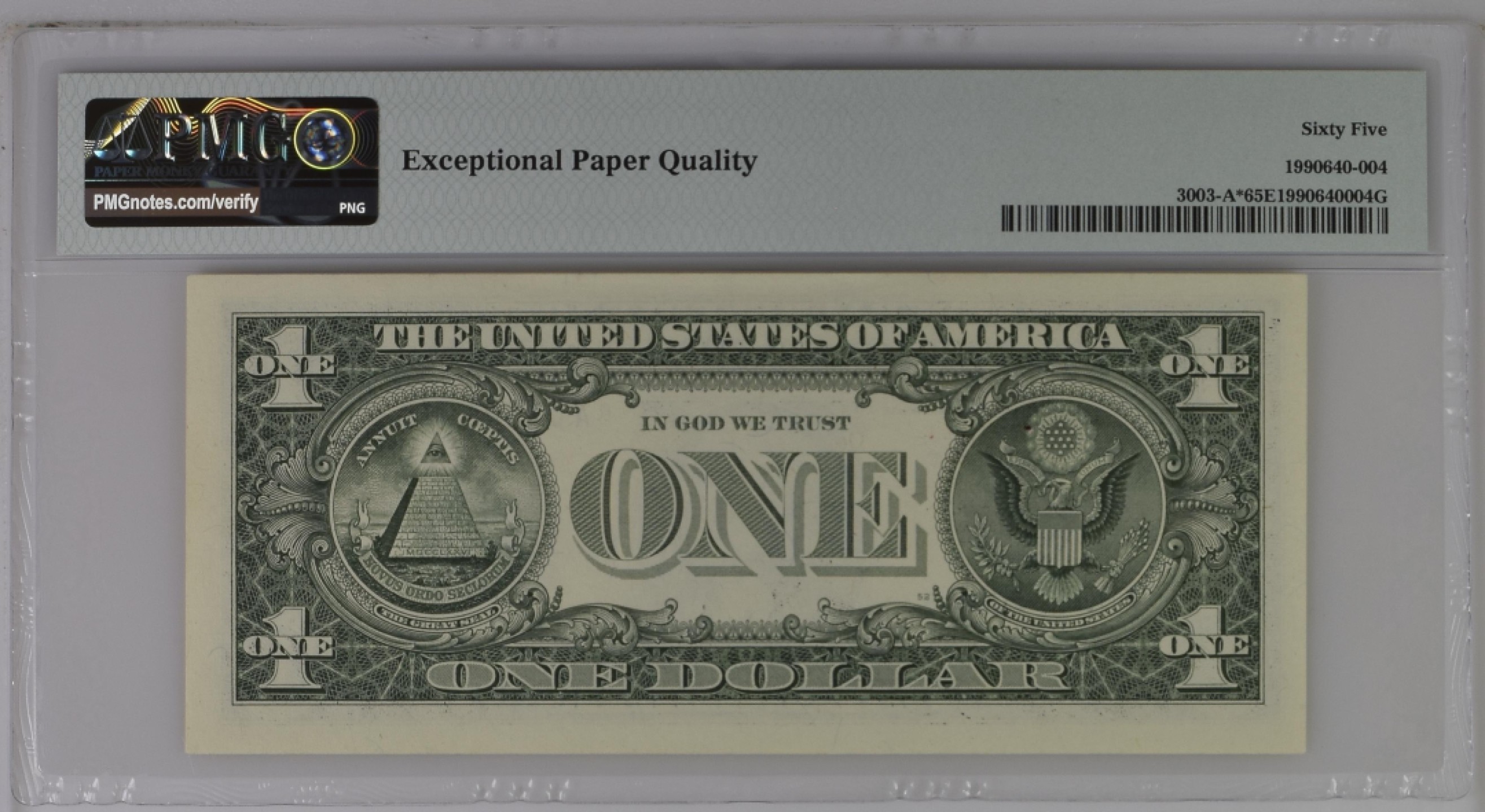 收藏联盟Quantum Auction 第204期拍卖 美国联邦储备券2017年1美元 PMG65 星补号 狮子号