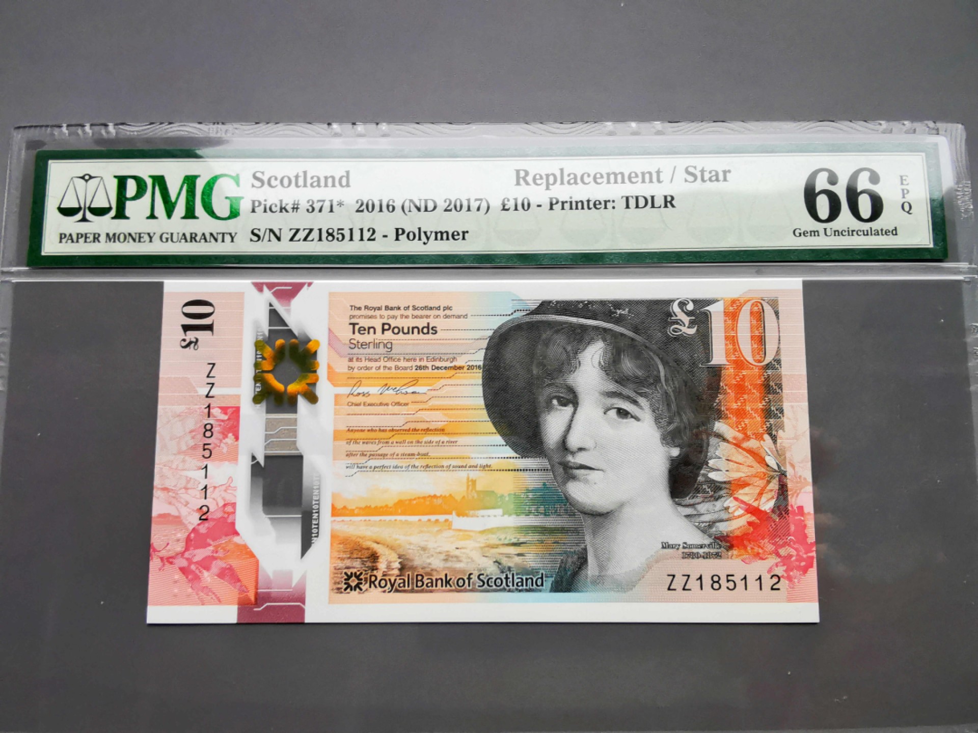 《崇甫堂》-英国纸钞PMG评级专场IV 英国 2017年 ZZ字冠补号  苏格兰皇家银行10镑 PMG-66 Pick:371*