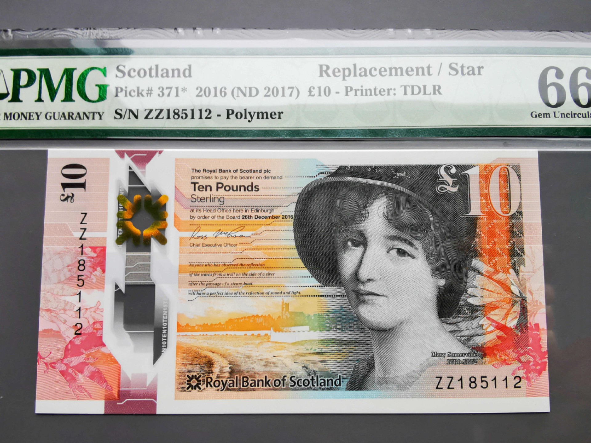 《崇甫堂》-英国纸钞PMG评级专场IV 英国 2017年 ZZ字冠补号  苏格兰皇家银行10镑 PMG-66 Pick:371*