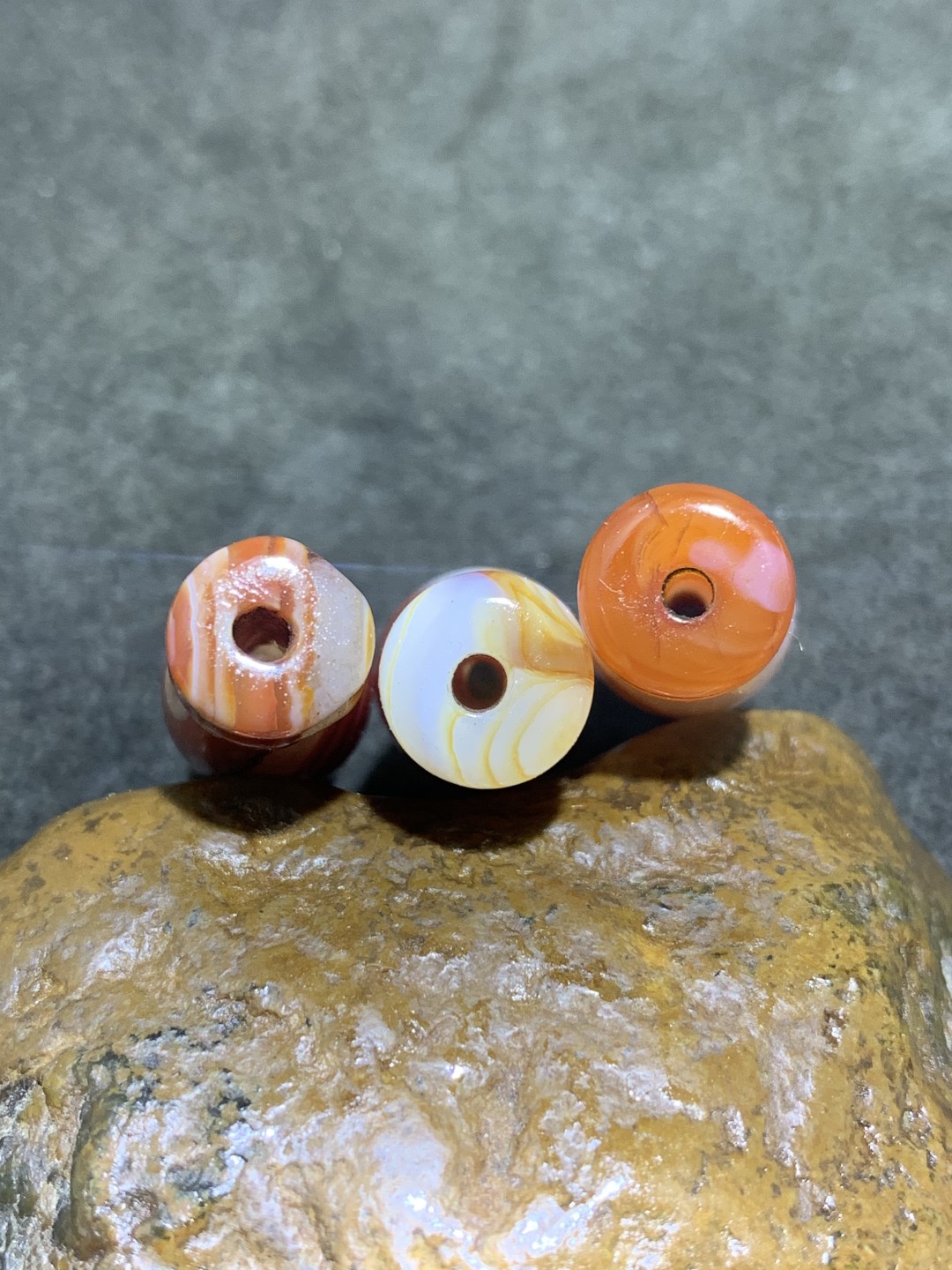 高玉化缠丝玛瑙灯笼珠通货一组