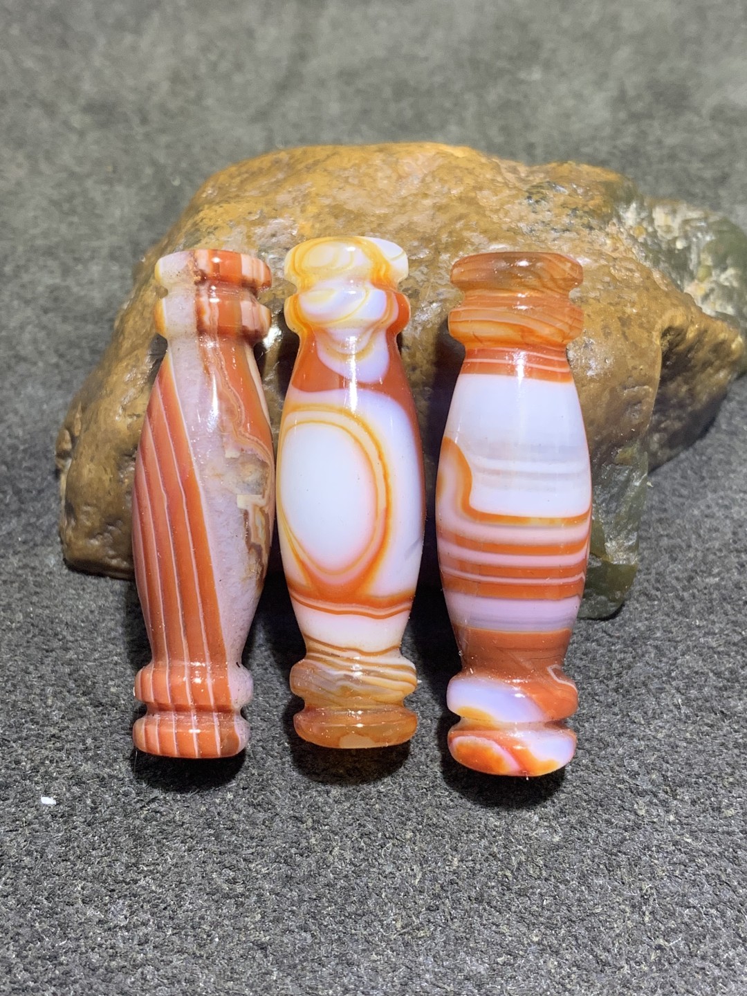 高玉化缠丝玛瑙灯笼珠通货一组