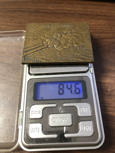 【海寧潮】小日本日露战役三十周年纪念铜章，重84.6克，尺寸60*45毫米