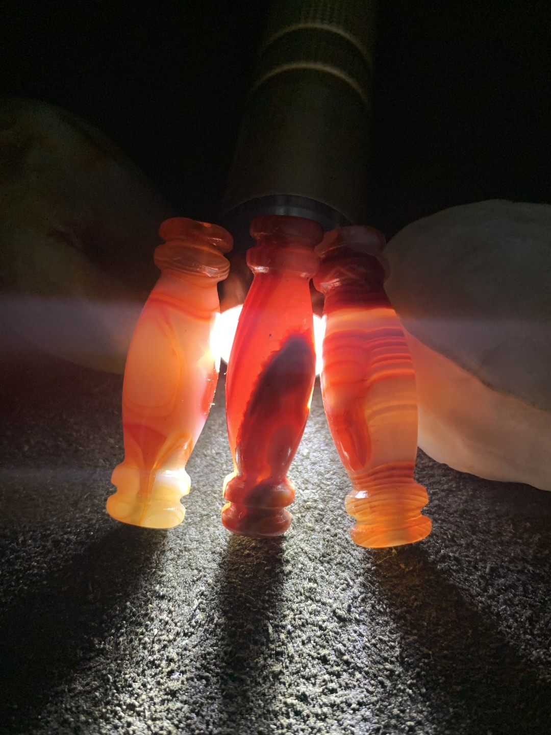 高玉化缠丝玛瑙灯笼珠通货一组