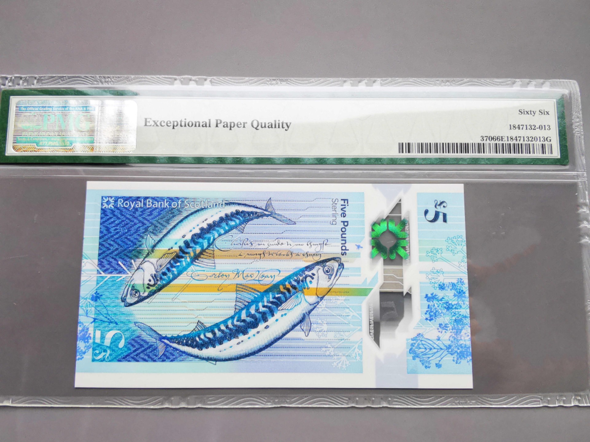 《崇甫堂》-英国纸钞PMG评级专场IV 英国 2016年 AA字冠首发  苏格兰皇家银行5镑 PMG-66 Pick:370